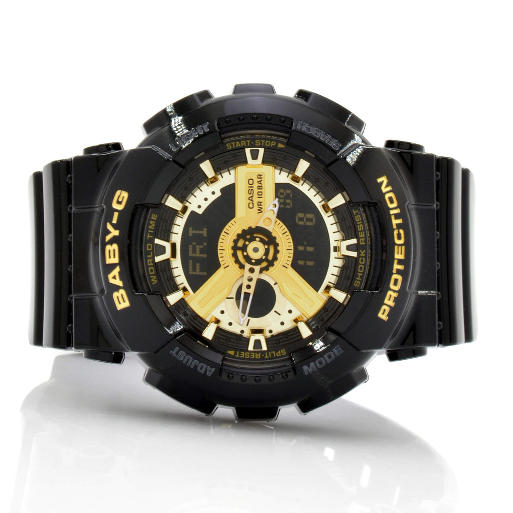 Casio Women's World Time Watch - Baby-G Black & Gold Ana-Digital Dial | BA110-1A