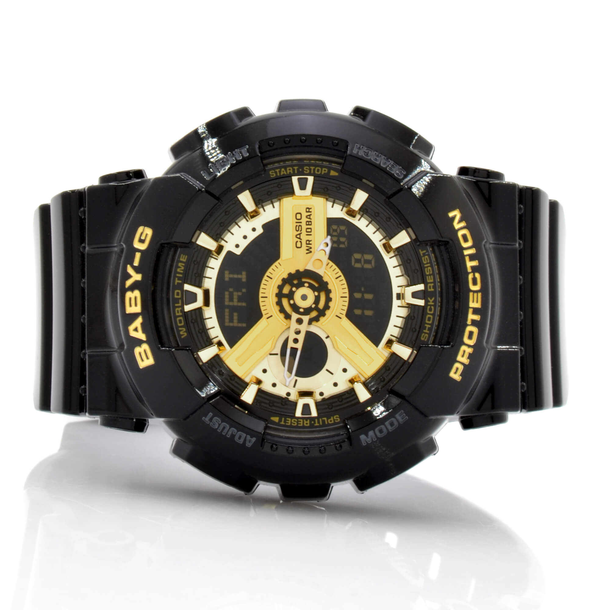Casio Women's World Time Watch - Baby-G Black & Gold Ana-Digital Dial | BA110-1A