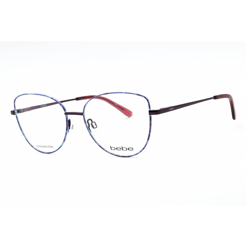 Bebe Women's Eyeglasses - Plum Floral Metal Full Rim Cat Eye Shape Frame | BB5207 501