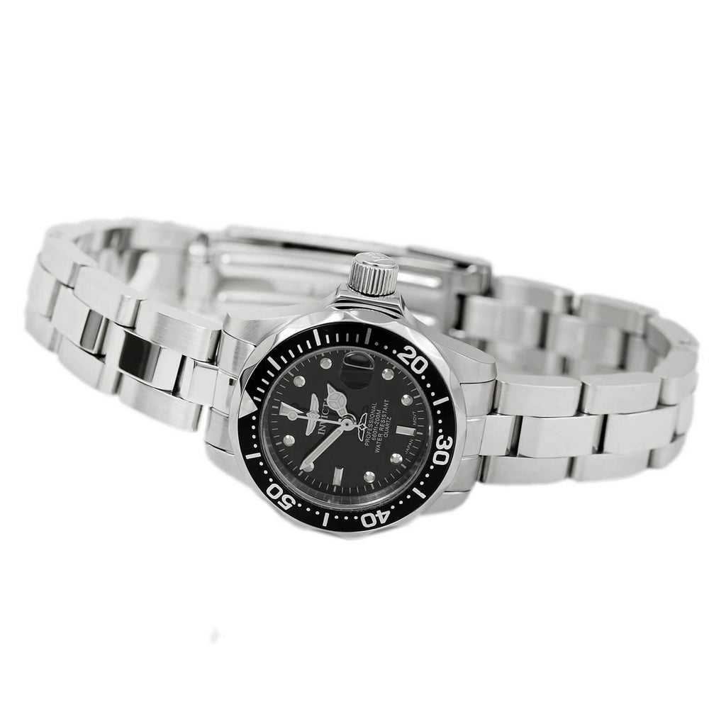 Invicta 8939 Women's Stainless Steel Bracelet Quartz Pro Diver Black Dial Date Watch