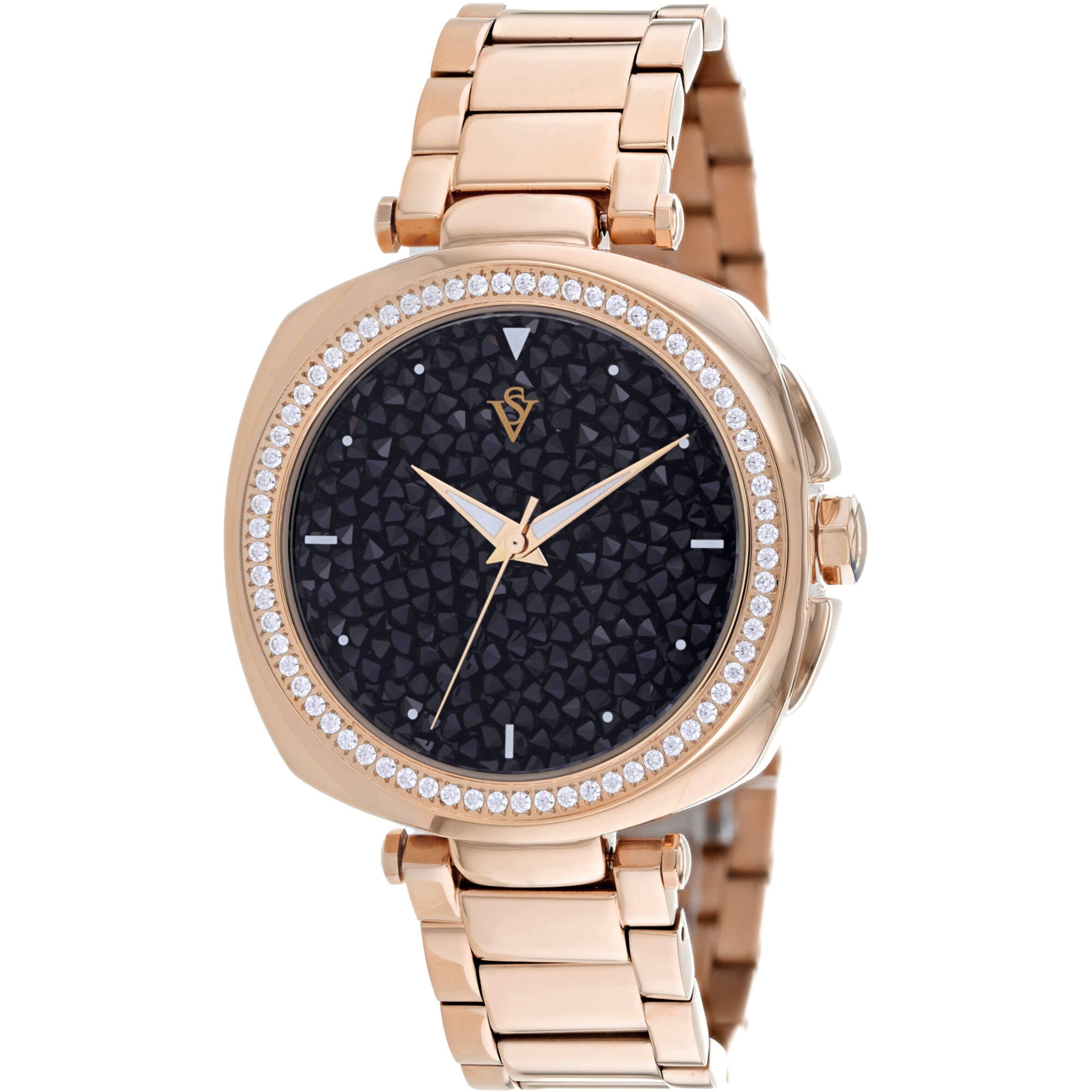Christian Van Sant Women's Watch - Mirabella Black Dial Rose Gold Bracelet | CV0491