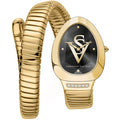 Christian Van Sant Women's Watch - Naga Quartz Black Dial Yellow Gold Band | CV0870