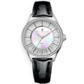 Christian Van Sant Women's Watch - Luna Quartz Mop Dial Black Leather Strap | CV3200