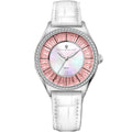 Christian Van Sant Women's Watch - Luna Quartz Mop Dial White Leather Strap | CV3201