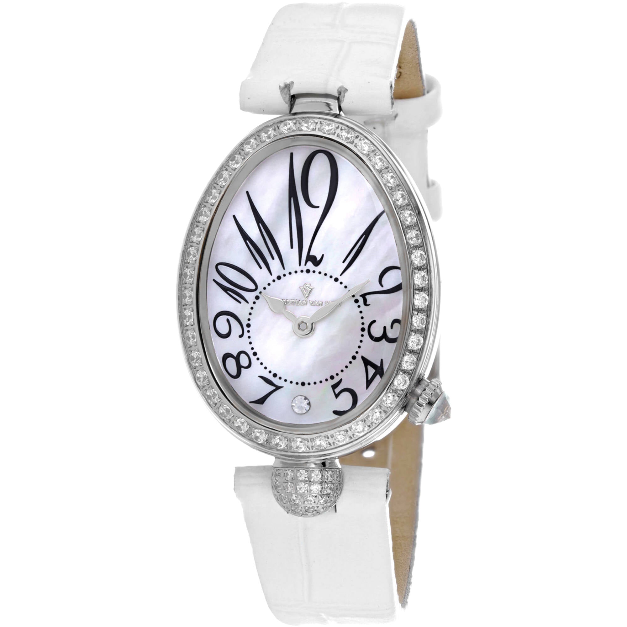 Christian Van Sant Women's Watch - Florentine Quartz White Leather Strap | CV4291