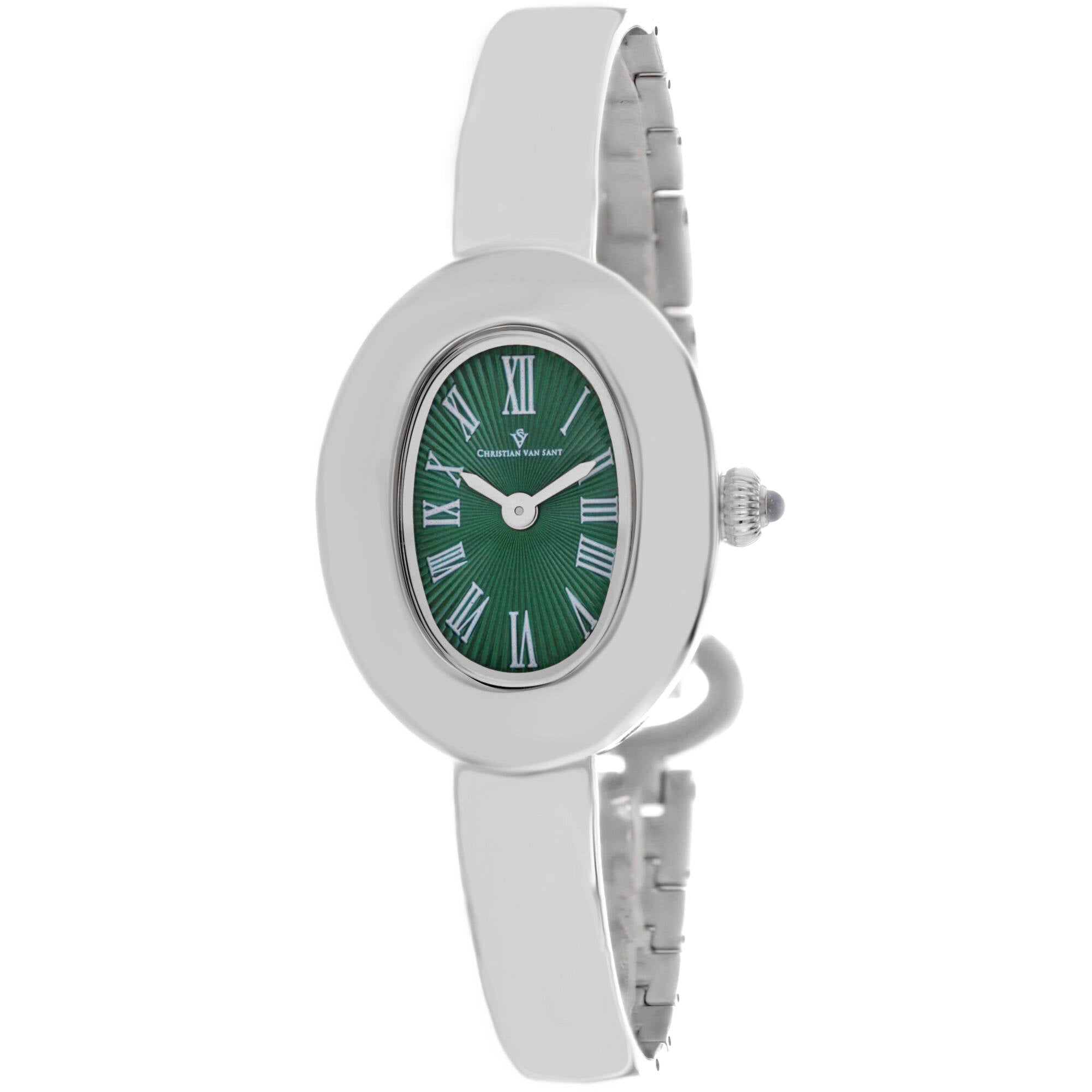 Christian Van Sant Women's Watch - Anora Quartz Green Dial Silver Bracelet | CV4332