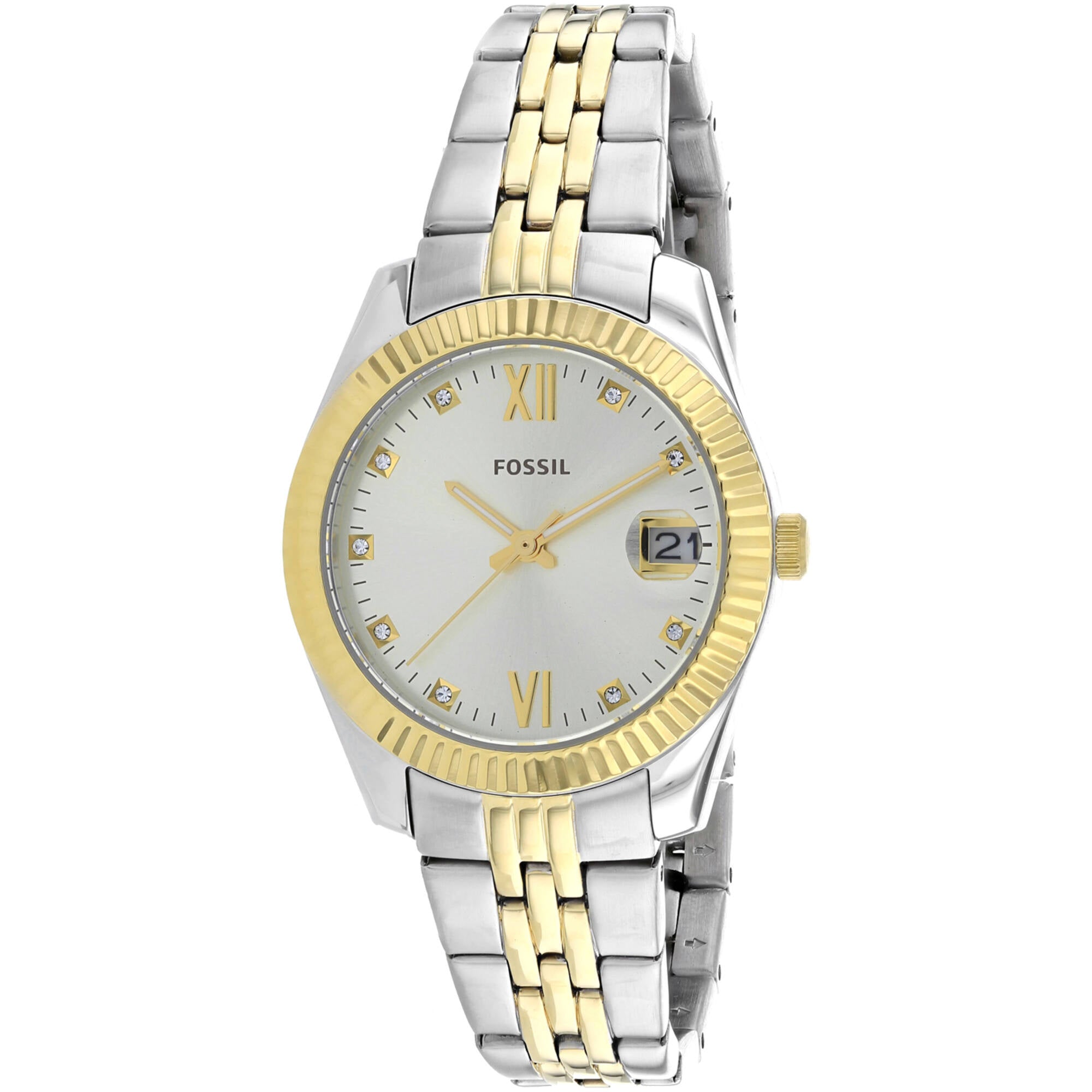 Fossil Women's Watch - Scarlette Quartz Silver Dial Two Tone Steel Bracelet | ES4949