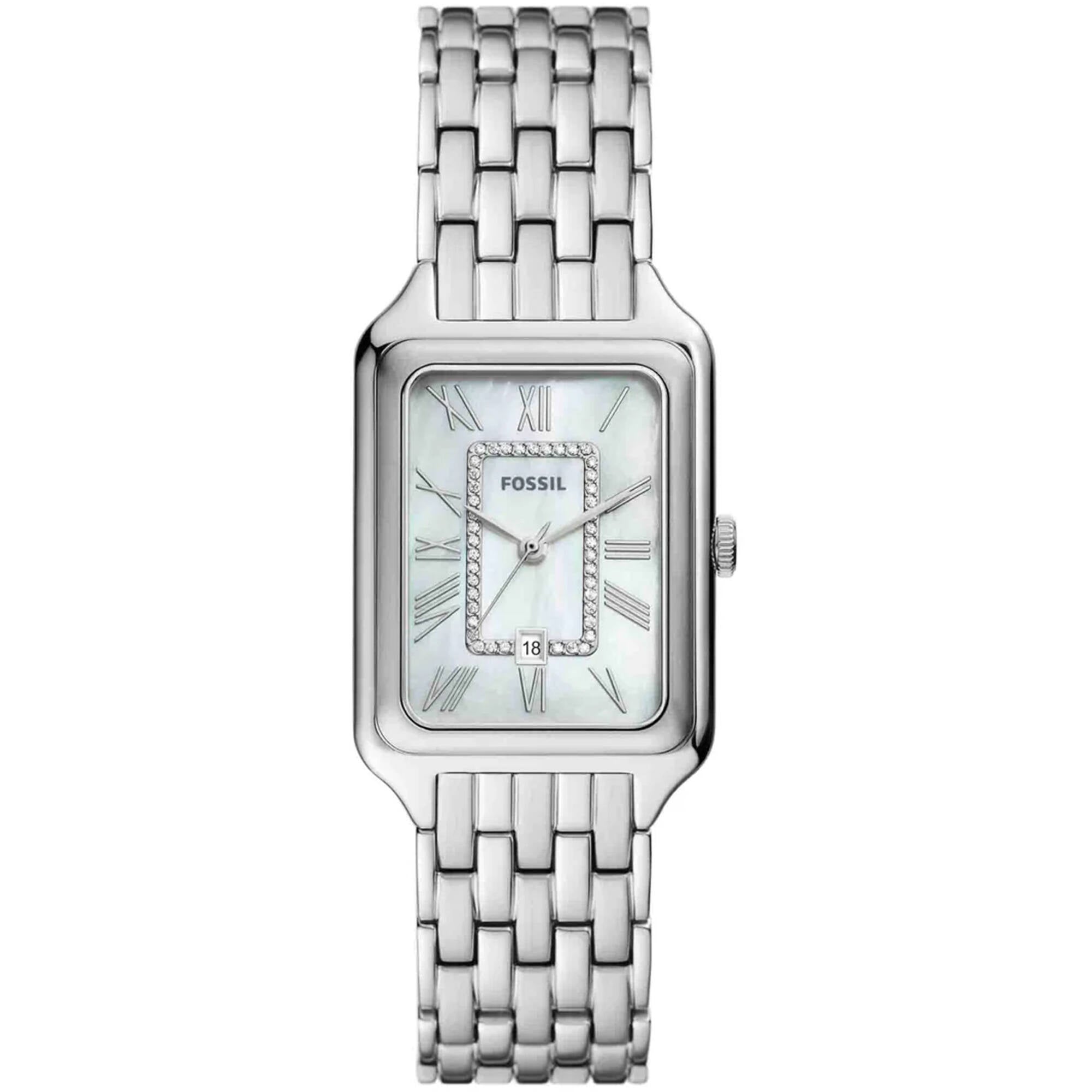 Fossil Women's Watch - Raquel Quartz White Mop Dial Silver Steel Bracelet | ES5306