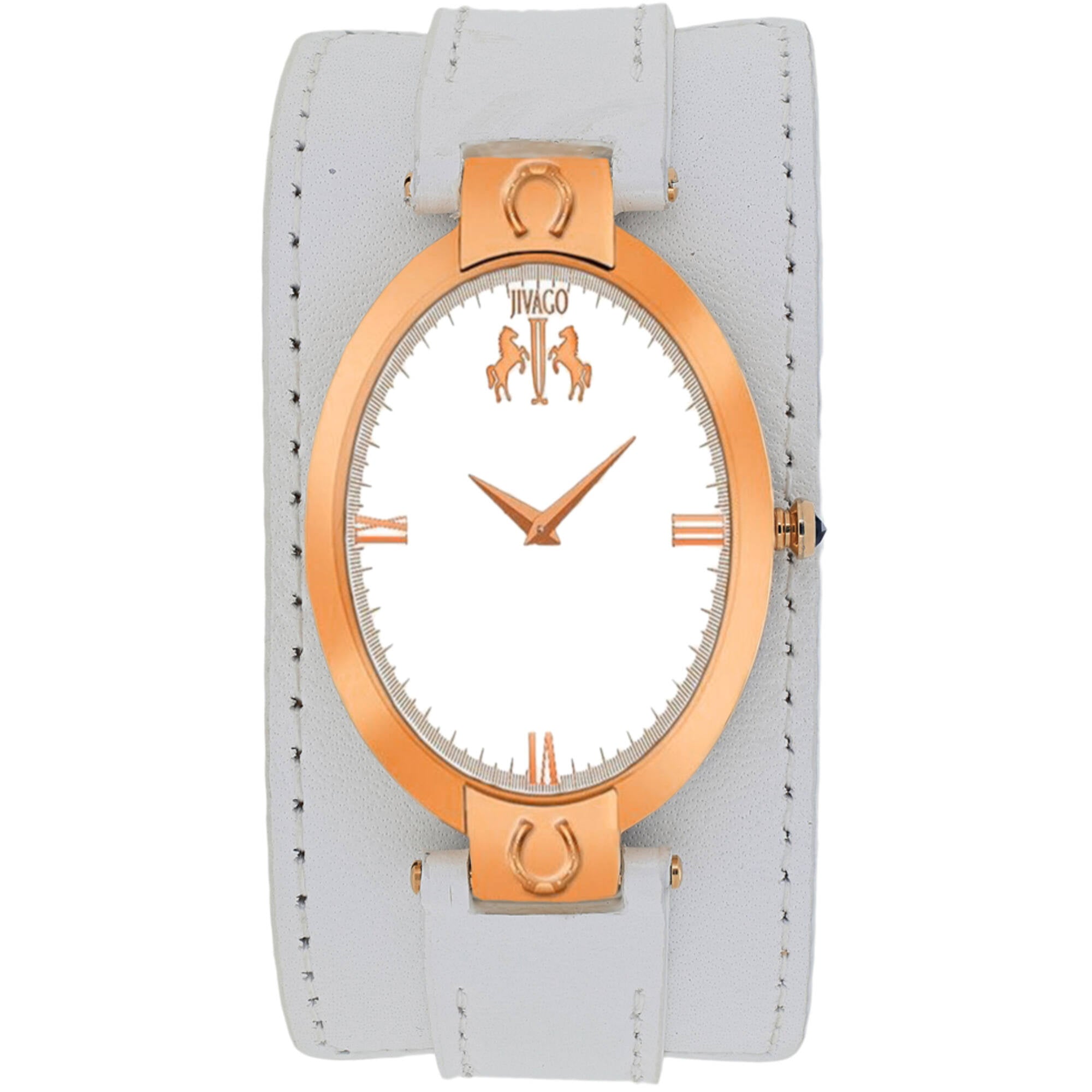 Jivago Women's Watch - Good luck Quartz Silver Dial White Leather Strap | JV1833