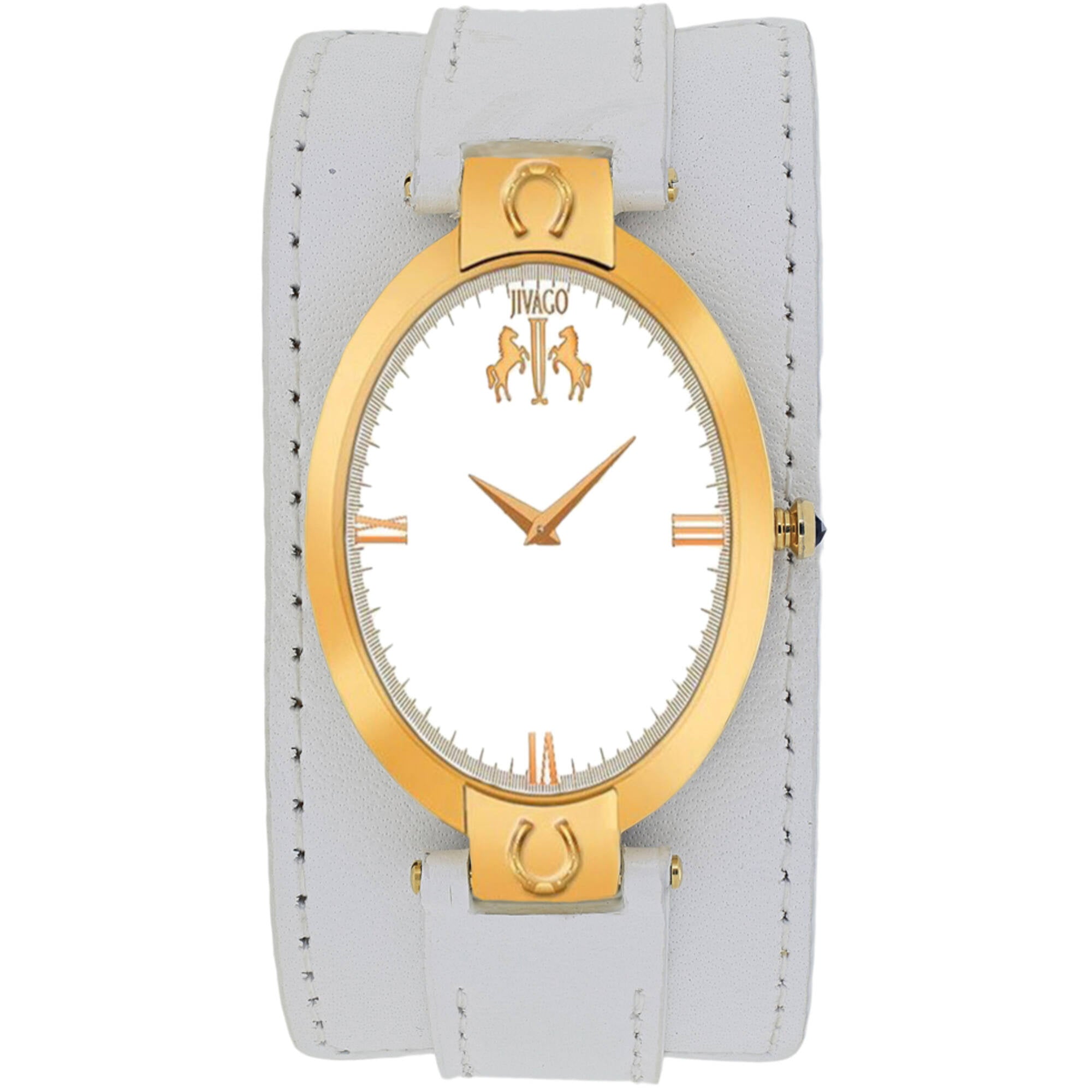 Jivago Women's Watch - Good luck Quartz Silver Dial White Leather Strap | JV1837
