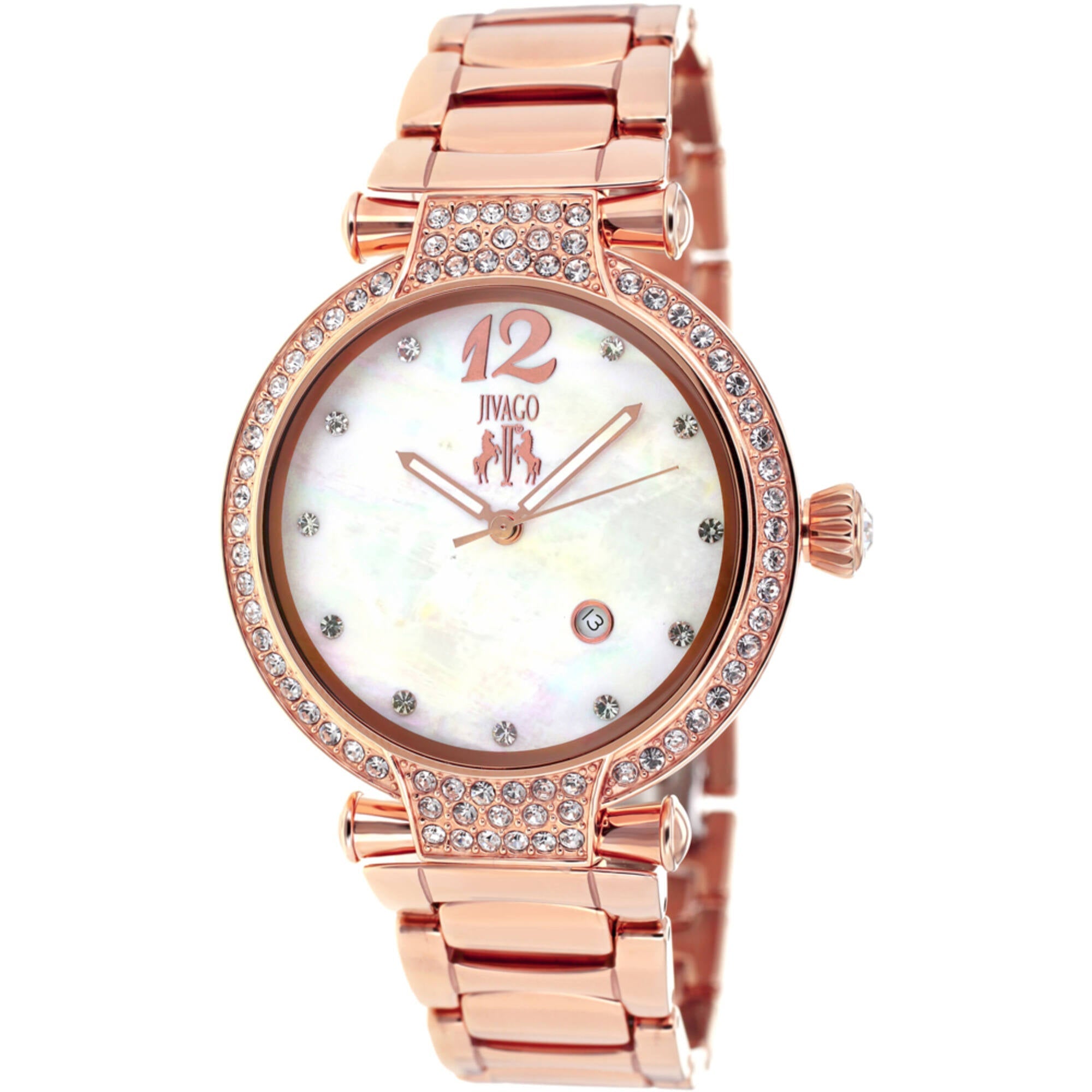 Jivago Women's Watch - Bijoux Swiss Quartz White Mop Dial Rose Gold Steel | JV2218