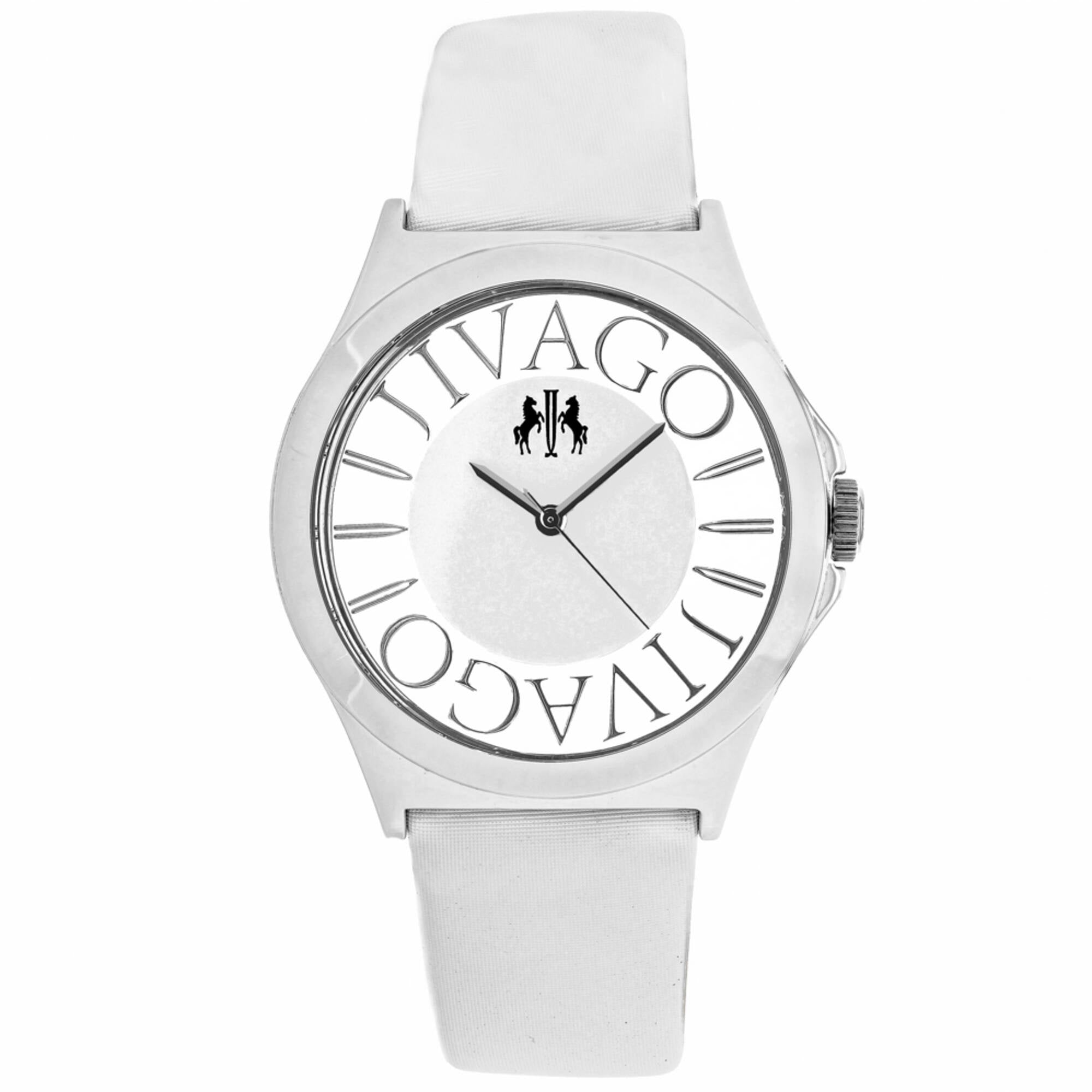 Jivago Women's Watch - Fun Quartz Silver Case White Satin Leather Strap | JV8433