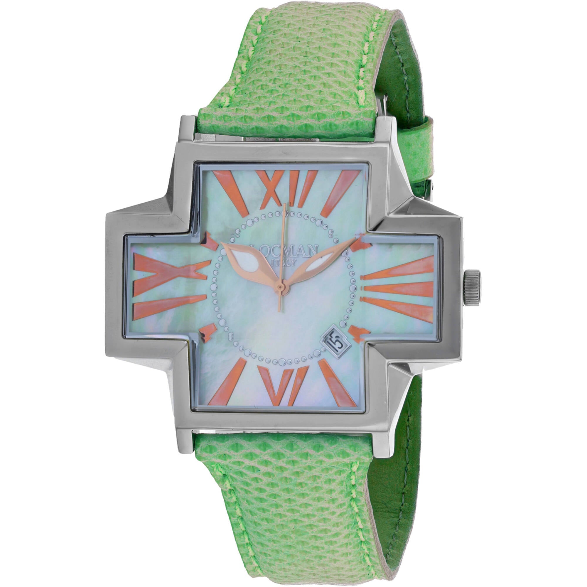 Locman Women's Watch - Italy Plus MOP Dial Green Leather Strap | 180MOPGR/GRKS