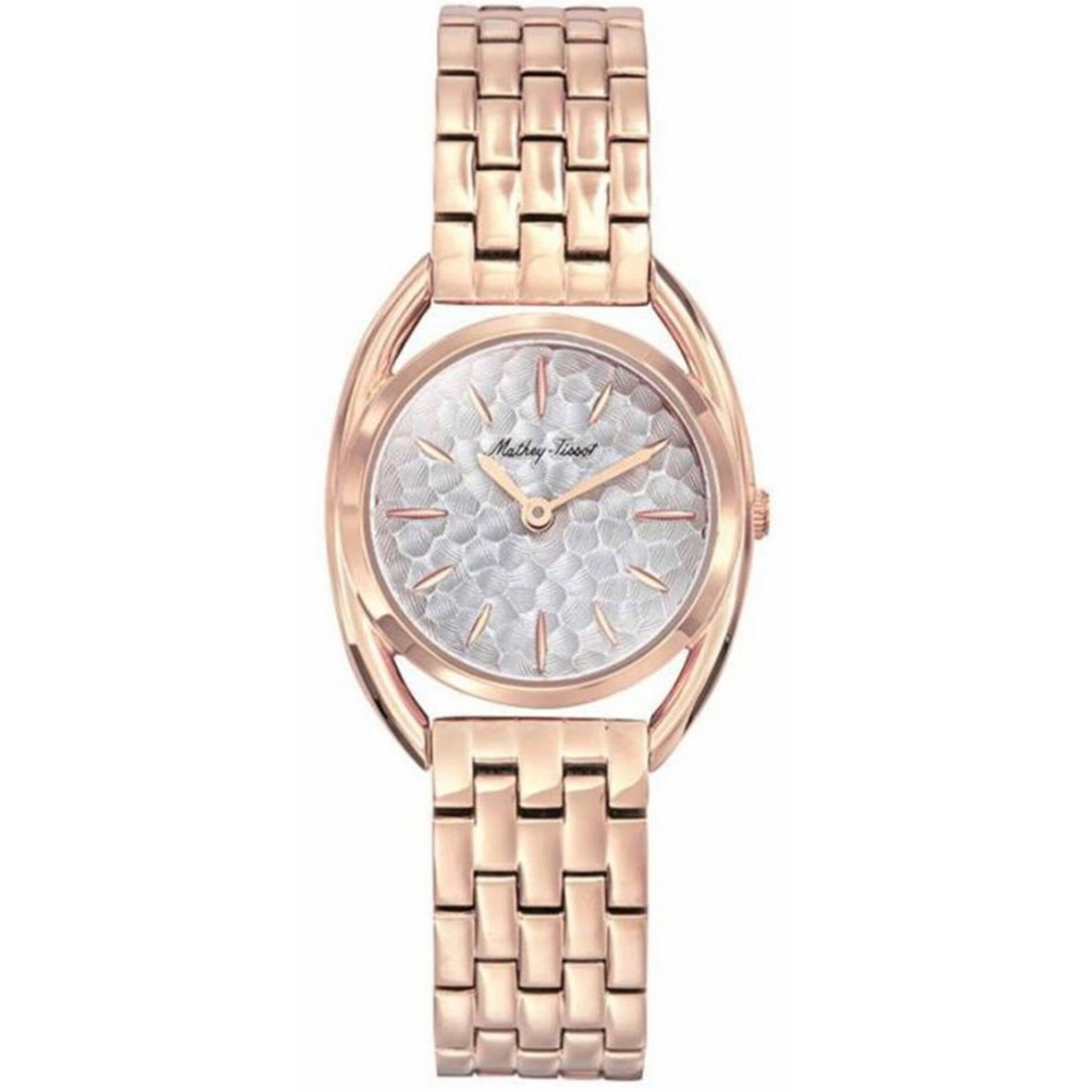 Mathey Tissot Women's Watch - Saphira Silver Dial Rose Gold Steel Bracelet | D933PI