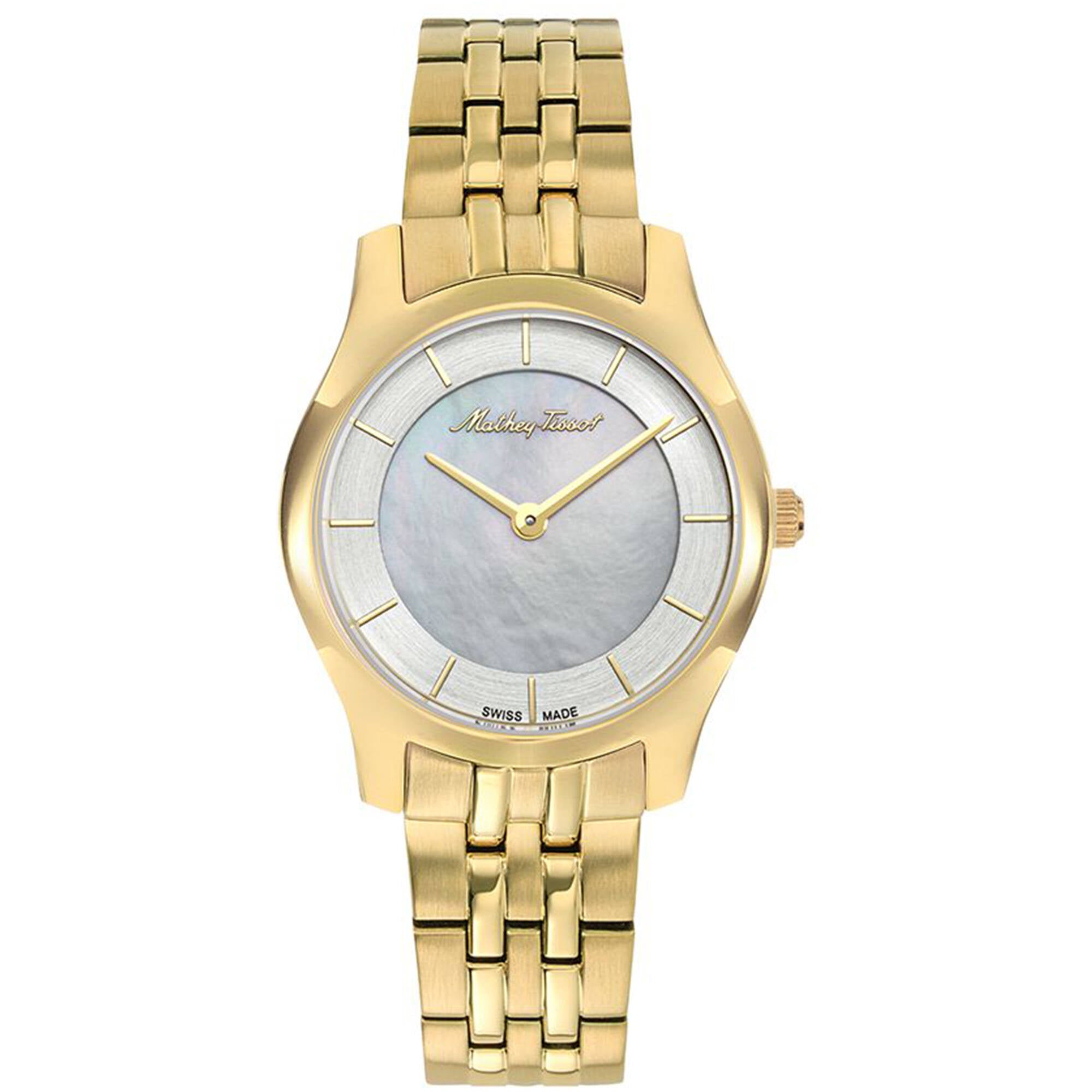 Mathey Tissot Women's Watch - Tacy White MOP Dial Yellow Gold Bracelet | D949PYI