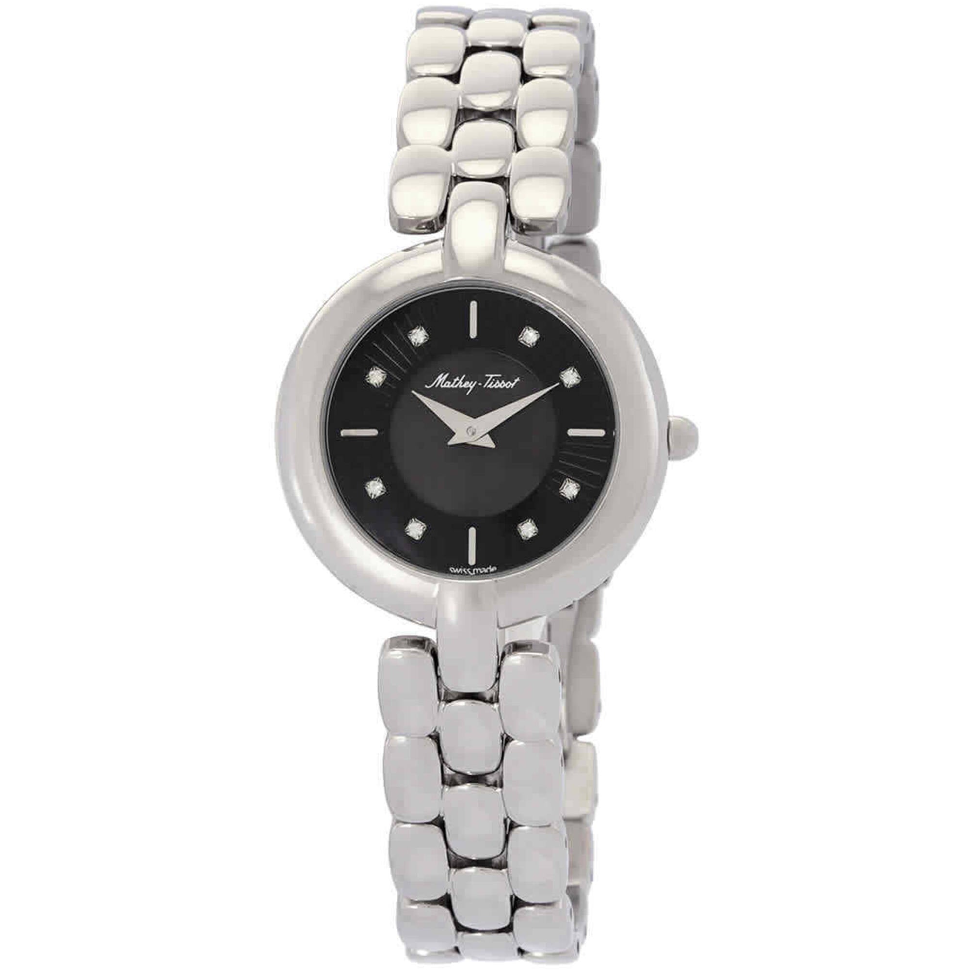 Mathey Tissot Women's Watch - Farah Black Dial Stainless Steel Bracelet | D956AN