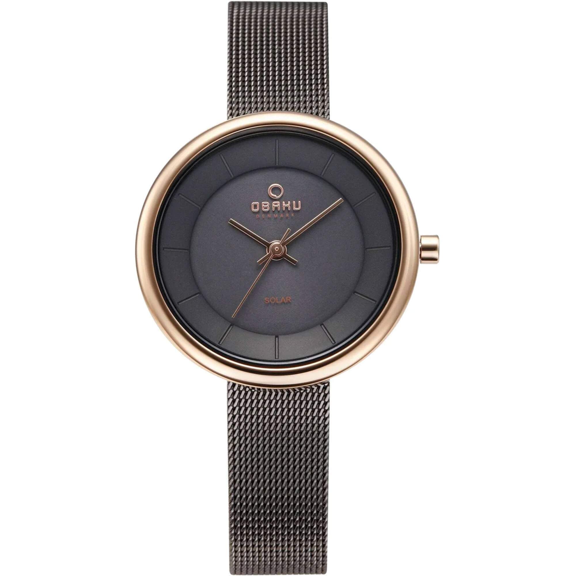 Obaku Women's Watch - Lys Black Dial Plated Stainless Steel Bracelet | V206LRVJMJ