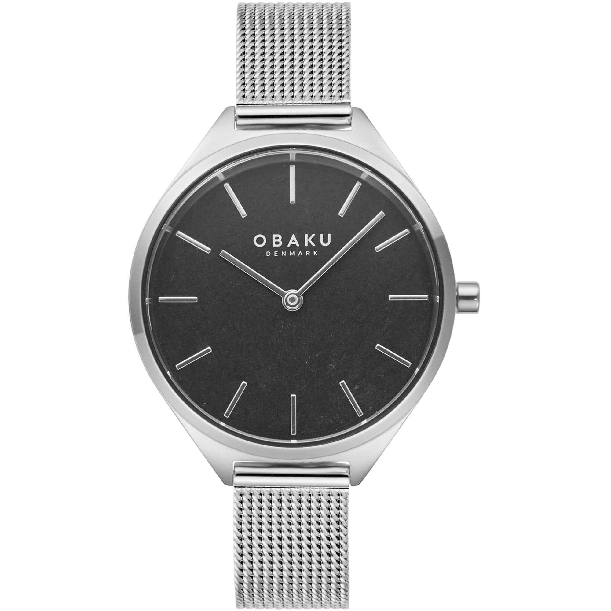Obaku Women's Watch - Kaffe Quartz Black Dial Stainless Steel Bracelet | V257LHCNMC
