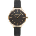 Obaku Women's Watch - Kaffe Quartz Black Dial Brown Leather Strap | V257LHVNRB