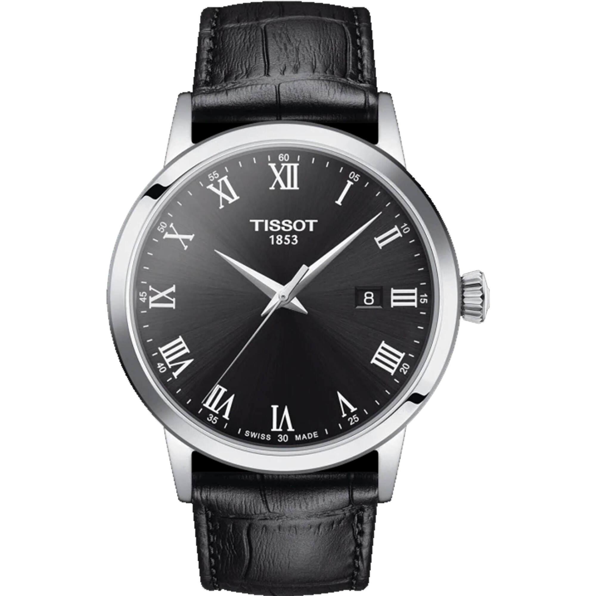 Tissot Men's Watch - Classic Quartz Black Dial Leather Strap | T1294101605300