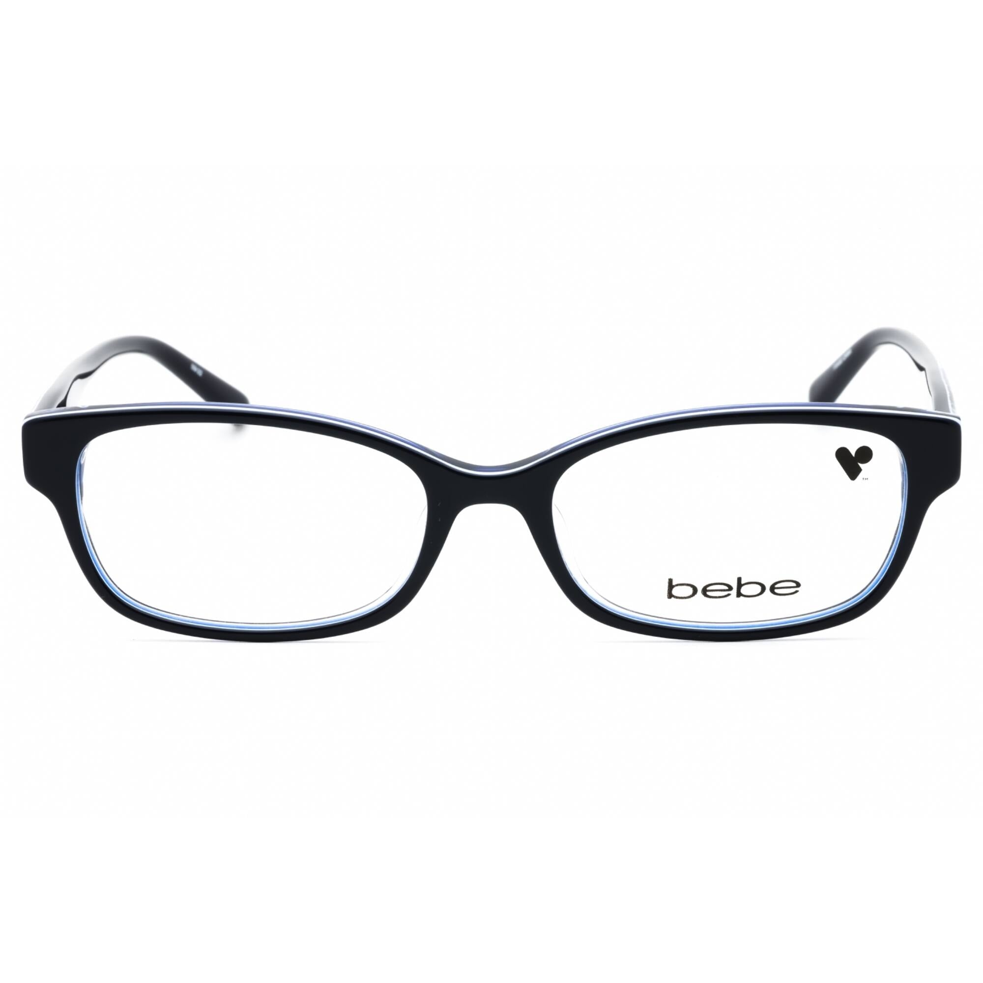 Bebe Women's Eyeglasses - Clear Demo Lens Navy Plastic Cat Eye Full Rim | BB5183 410