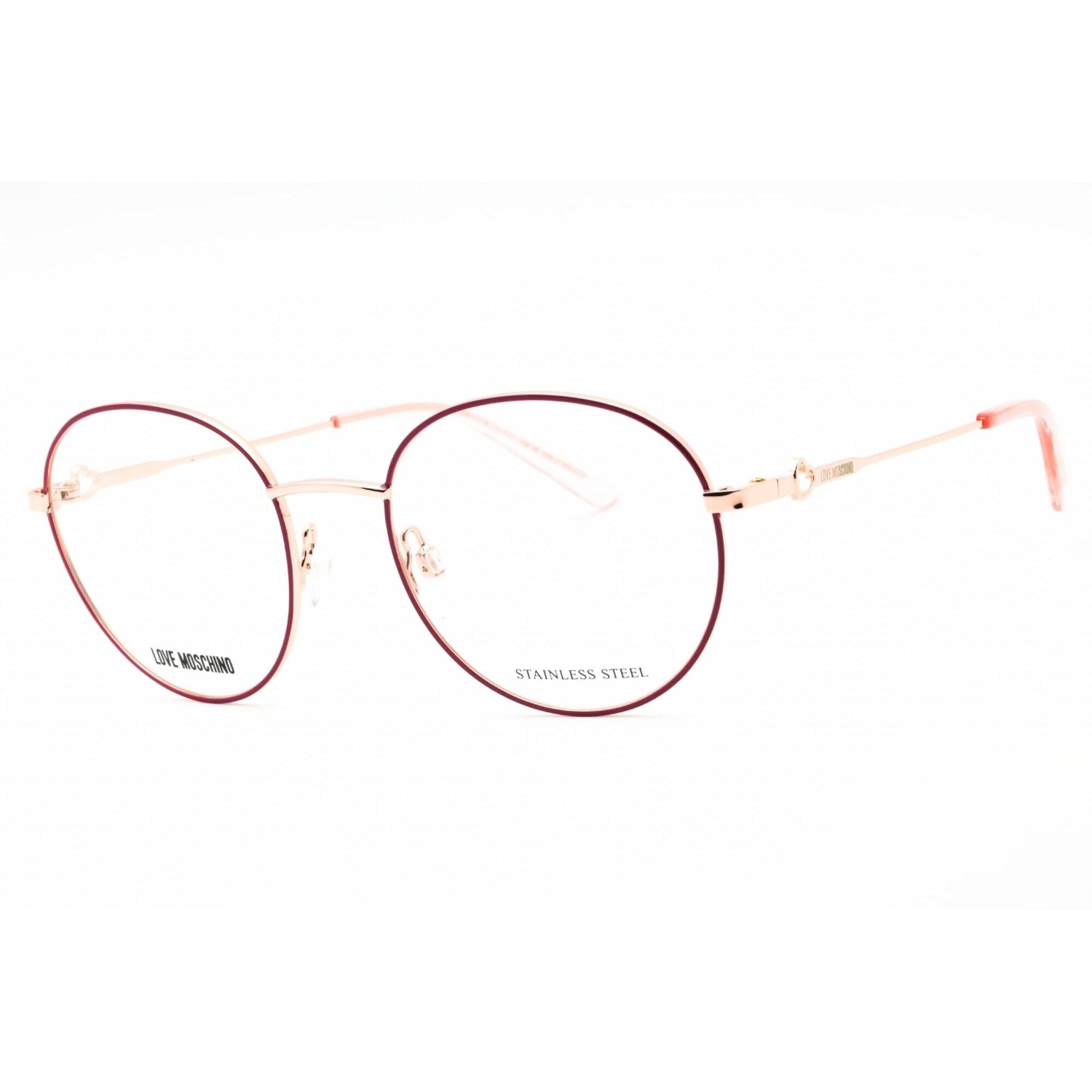Moschino Love Women's Eyeglasses - Pink Gold Metal Round Full Rim | MOL613 0S45 00