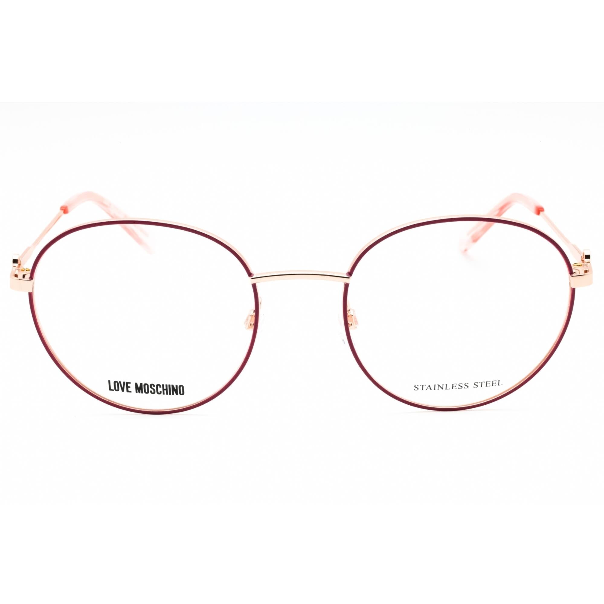 Moschino Love Women's Eyeglasses - Pink Gold Metal Round Full Rim | MOL613 0S45 00