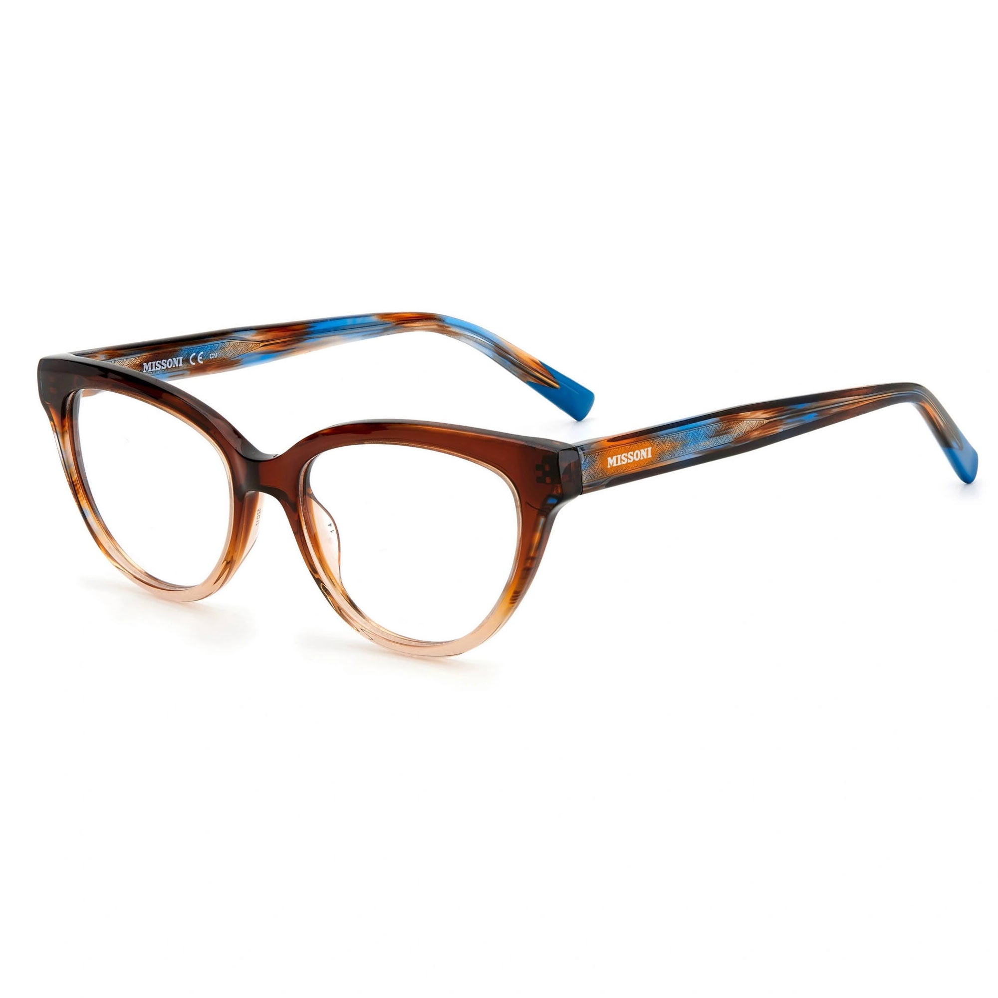Missoni Women's Eyeglasses - Brown Horn Plastic Cat Eye Full Rim Frame | MIS 0091 0EX4