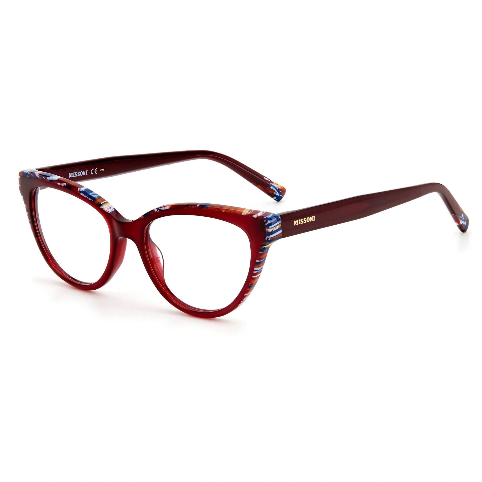 Missoni Women's Eyeglasses - Burgundy Pattern Plastic Cat Eye Frame | MIS 0091 0SR8