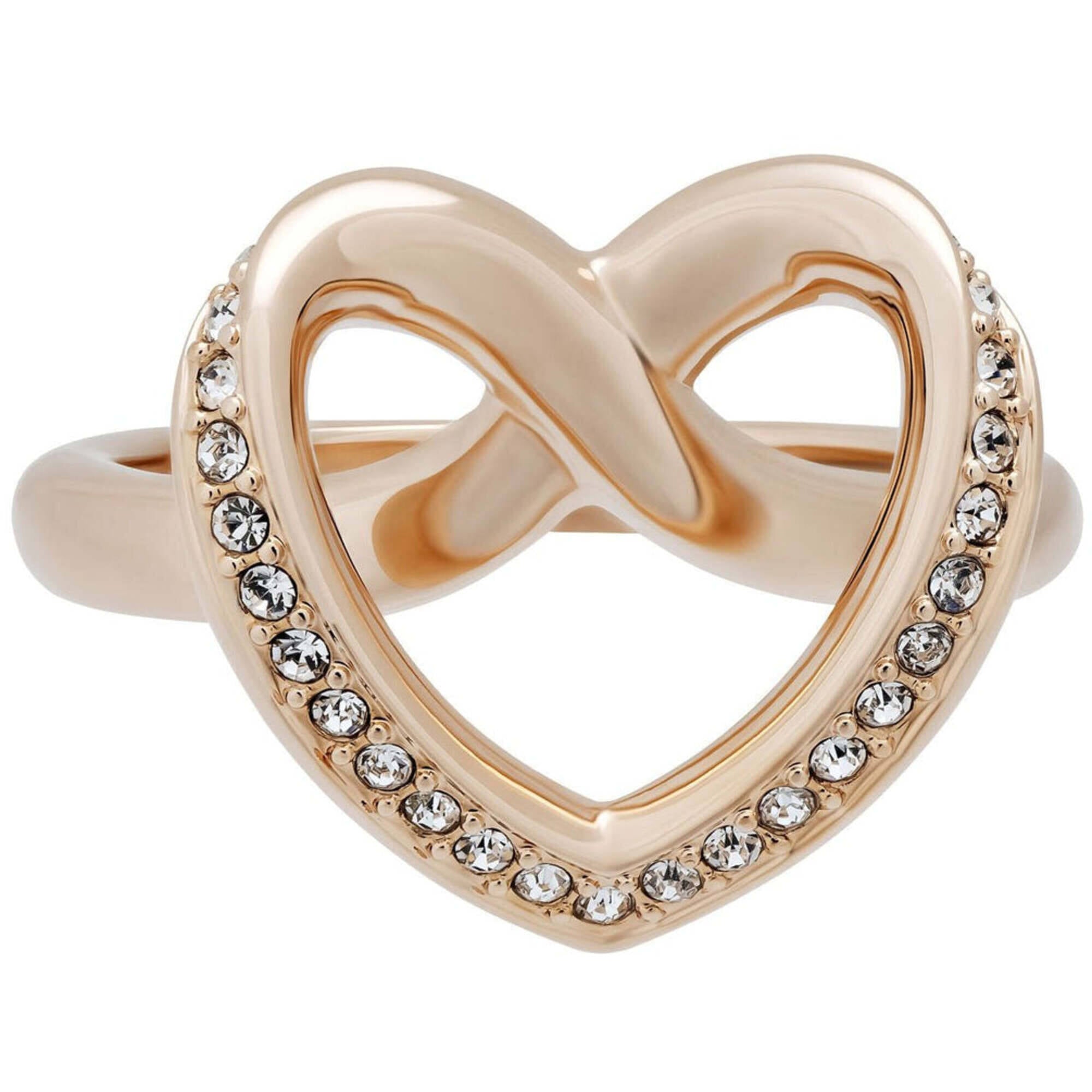 Swarovski Women's Ring - Cupidon Rose Gold with Crystal Pavé Heart, Size 9 | 5139689