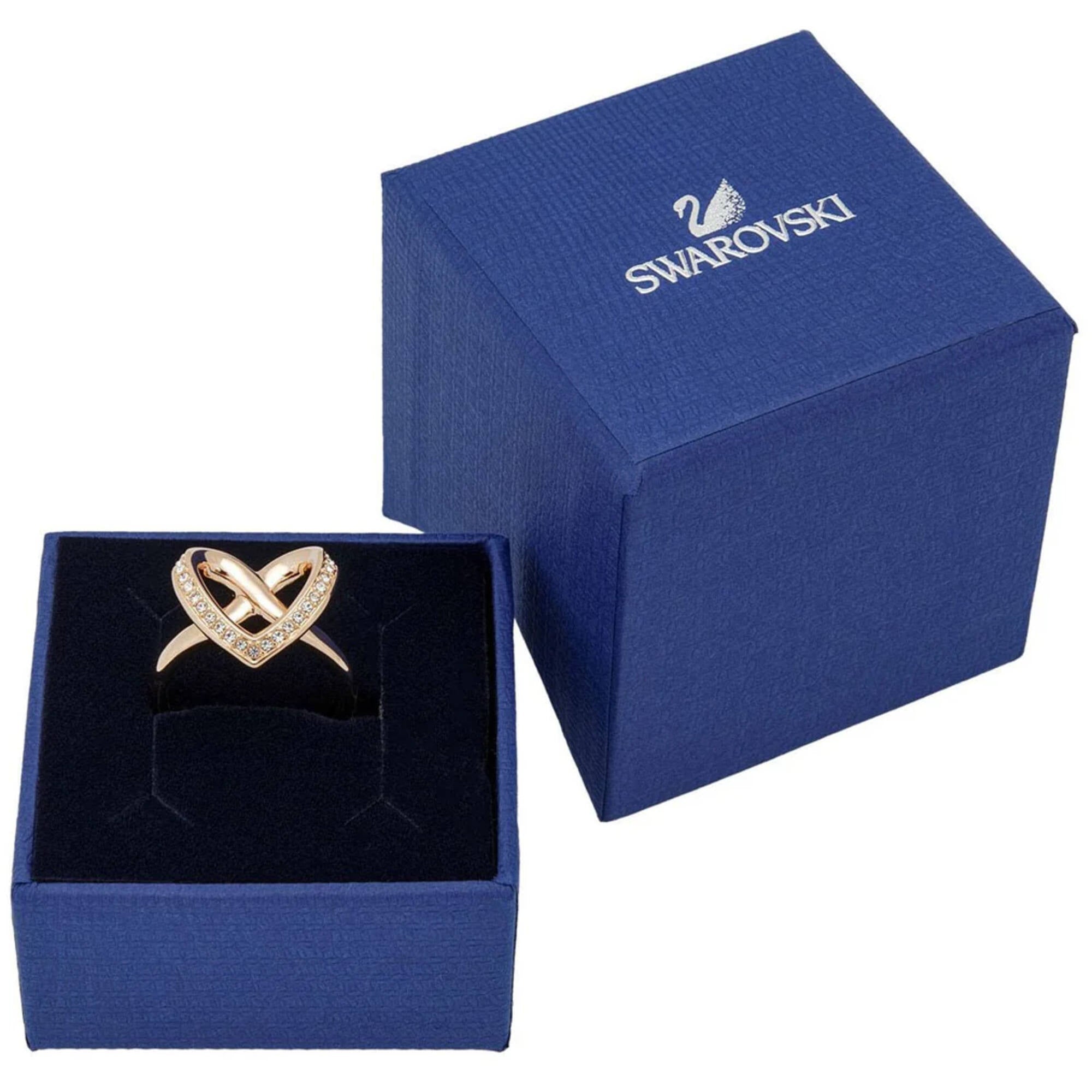 Swarovski Women's Ring - Cupidon Rose Gold with Crystal Pavé Heart, Size 9 | 5139689