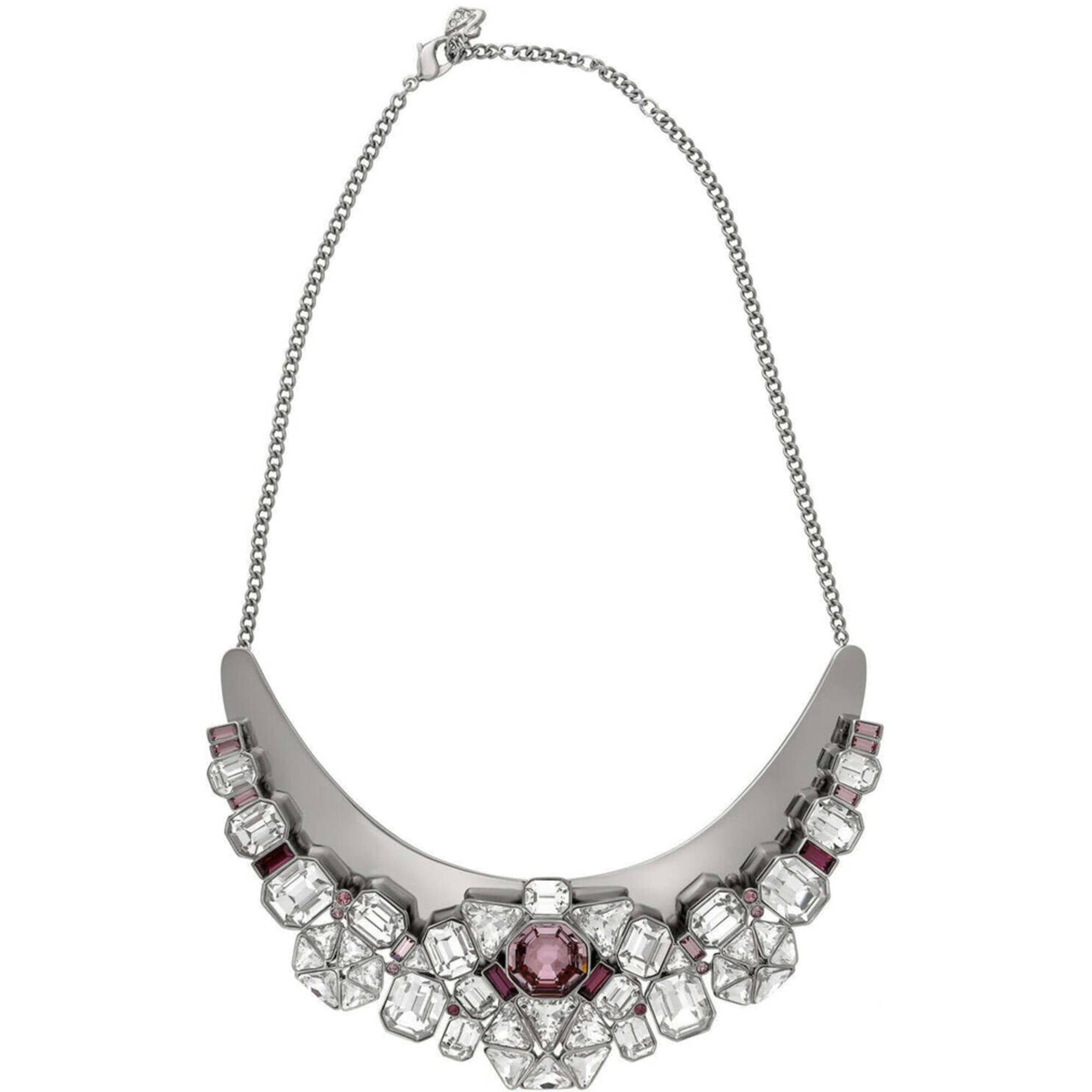 Swarovski Women's Necklace - Diana Palladium Plated with Multi-Stone Bib | 5141353