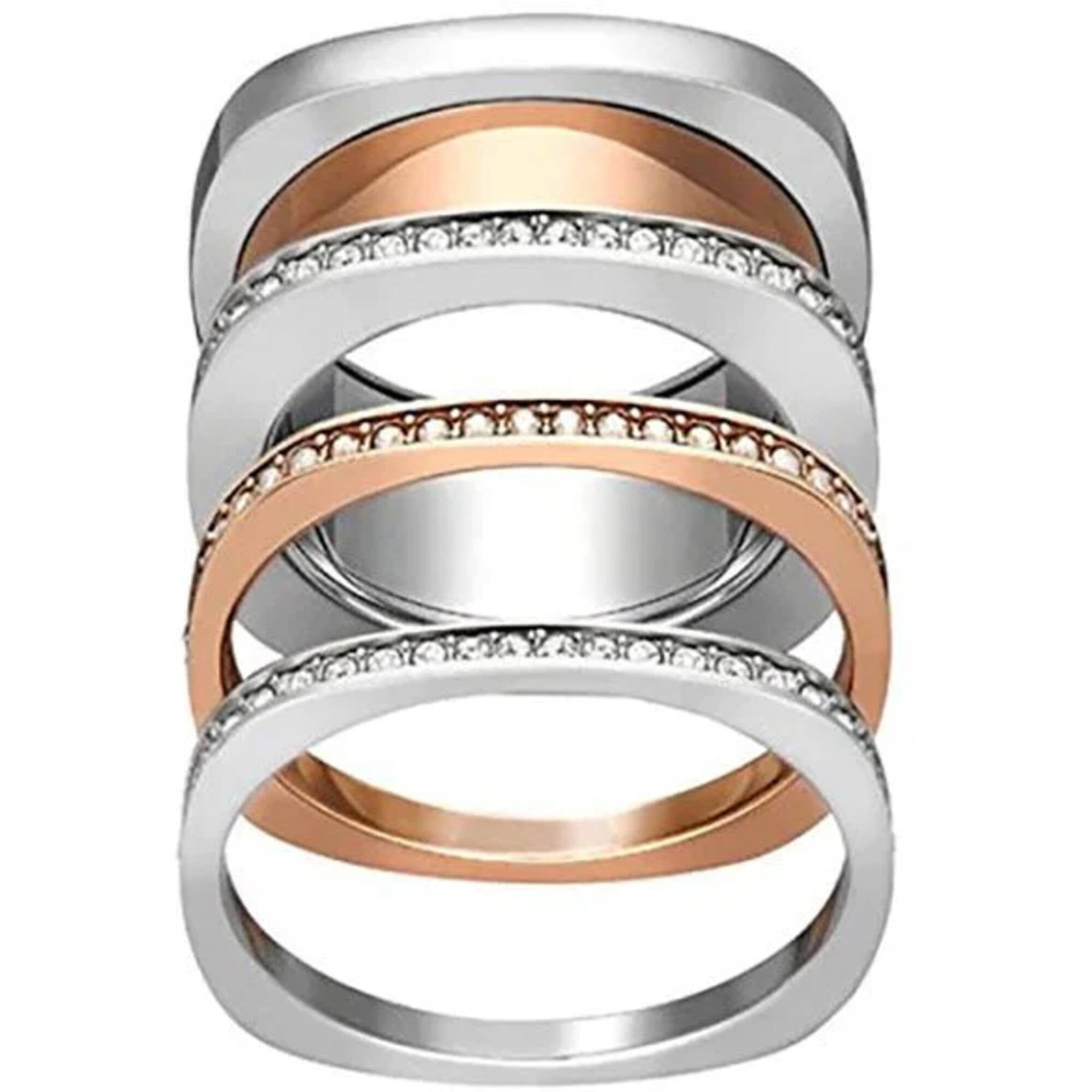 Swarovski Women's Ring - Vio Rhodium and Rose Gold Plated Crystals, Size 7 | 5152856