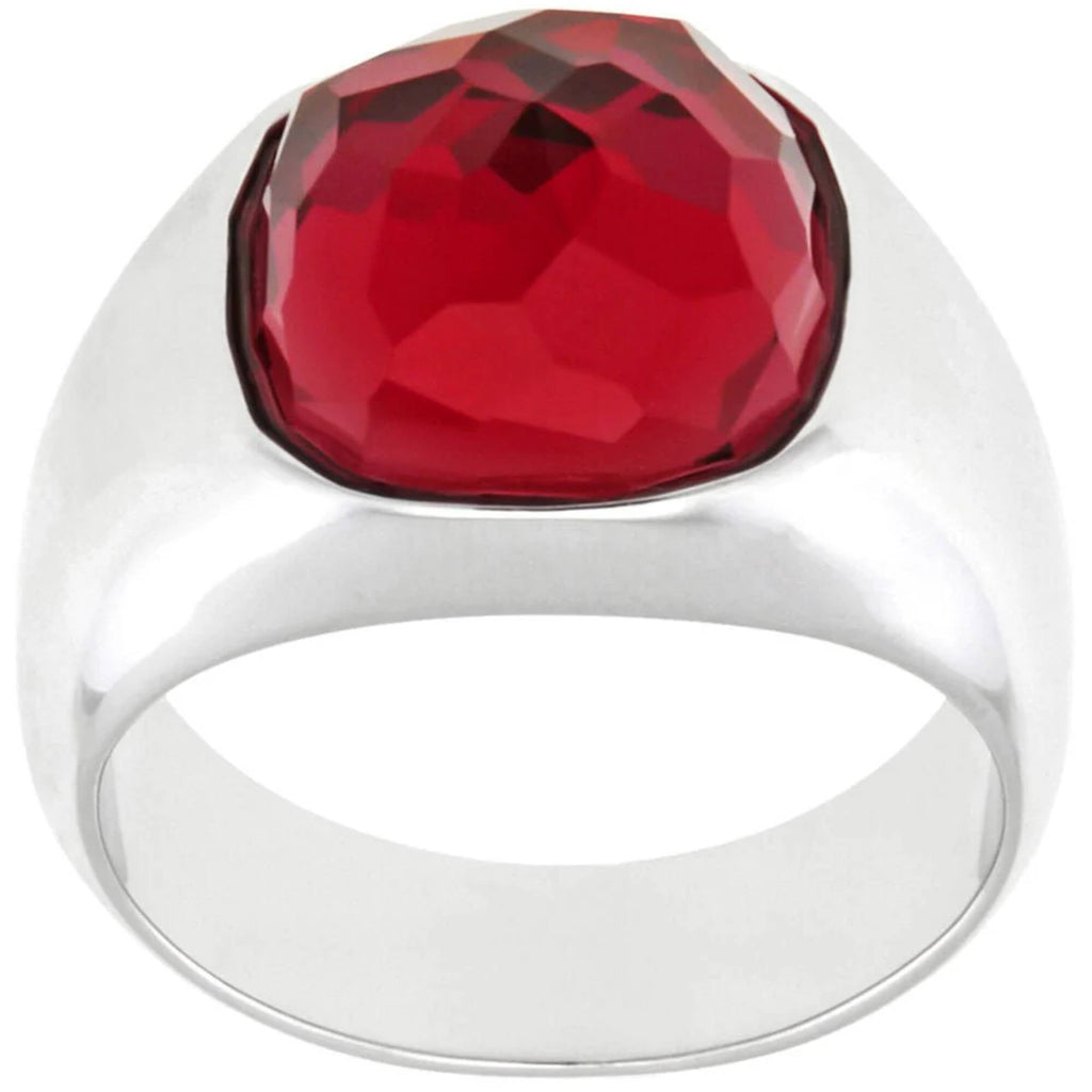 Swarovski Women's Ring - Dot Rhodium Plated with Square Red Crystal, Size 7 | 5160888