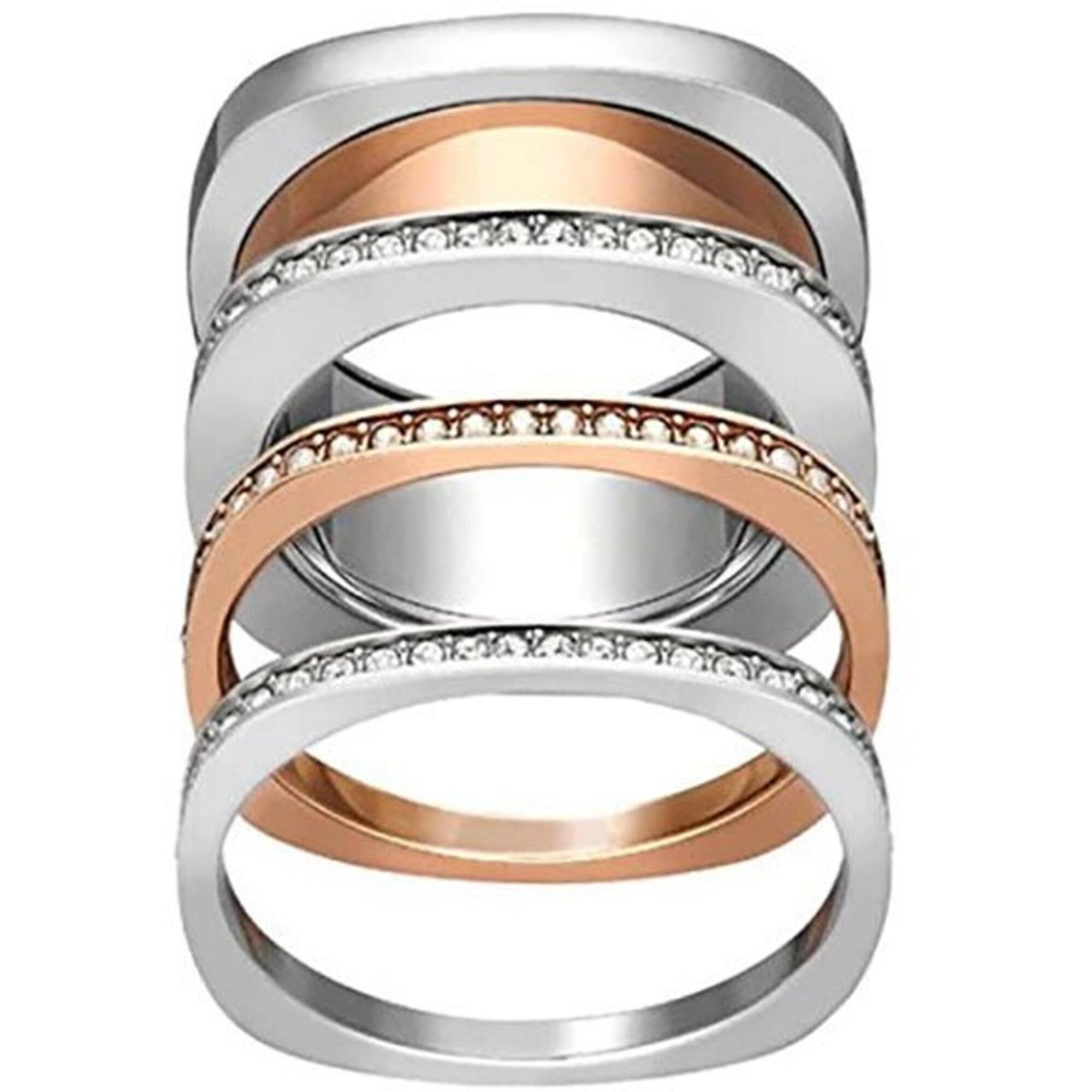 Swarovski Women's Ring - Vio Two Tone Rhodium and Rose Gold Plated, Size 9 | 5184233