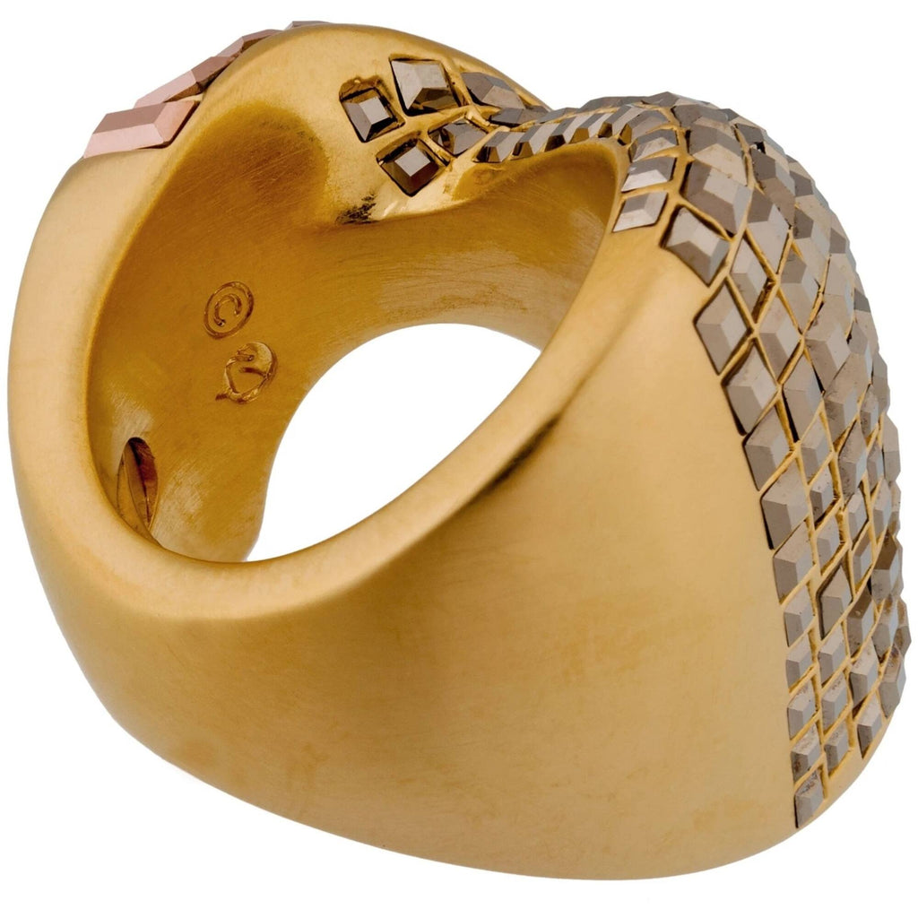 Swarovski Women's Ring - Film Yellow Gold Plated Metallic Crystals, Size 6 | 5237788