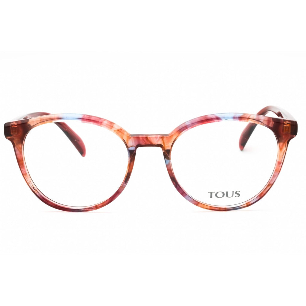 Tous Women's Eyeglasses - Streaked Azure/Red Acetate Round Full Rim | VTOB54 07LS