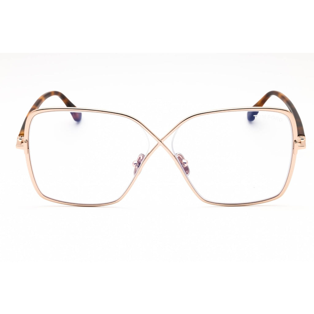 Tom Ford Women's Eyeglasses - Shiny Rose Gold Metal Oversized Frame | FT5841-B 028