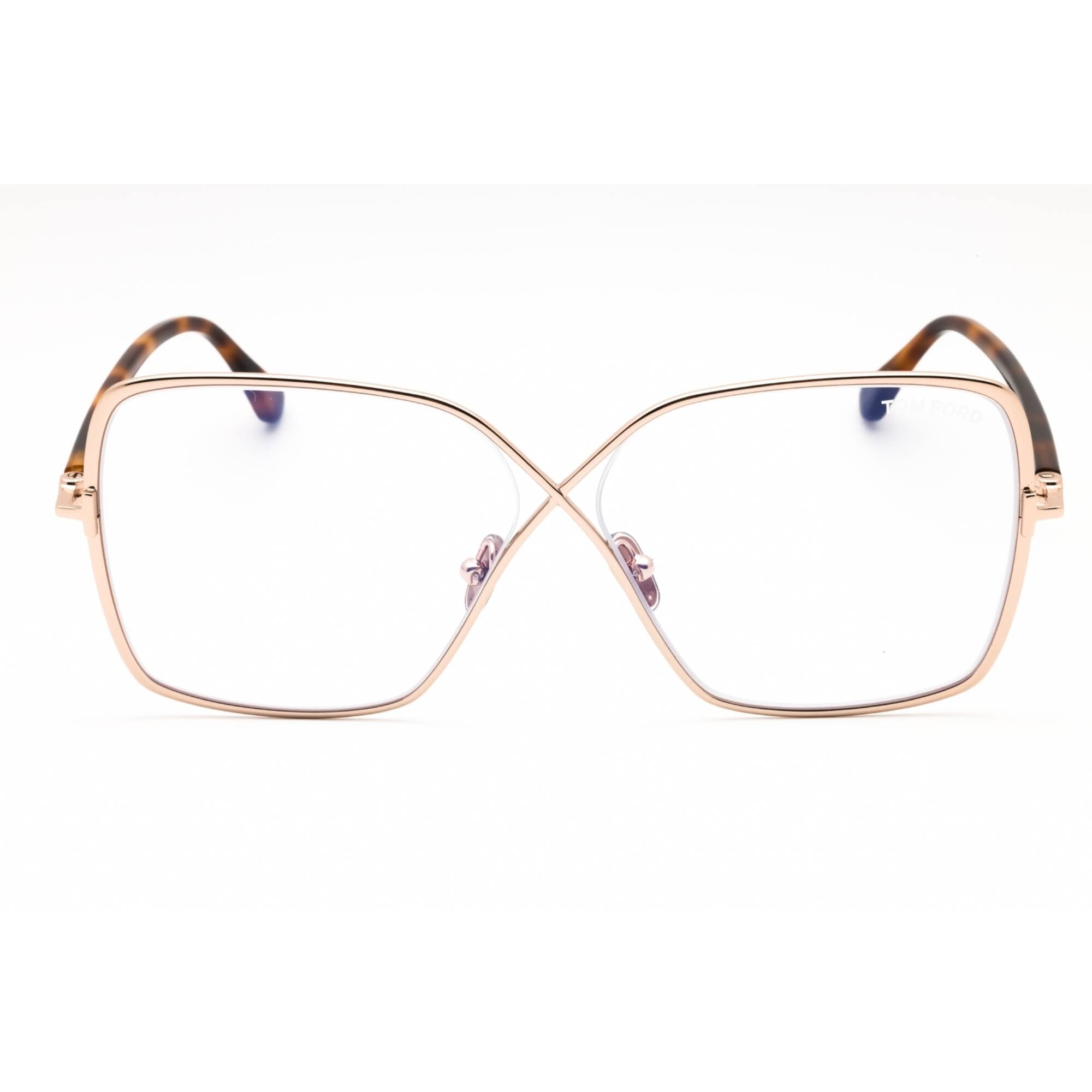 Tom Ford Women's Eyeglasses - Shiny Rose Gold Metal Oversized Frame | FT5841-B 028
