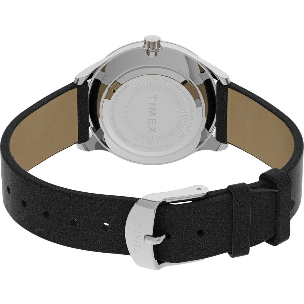 Timex Women's Watch - Celestial Blue Glitter Dial Black Leather Strap | TW2V49200