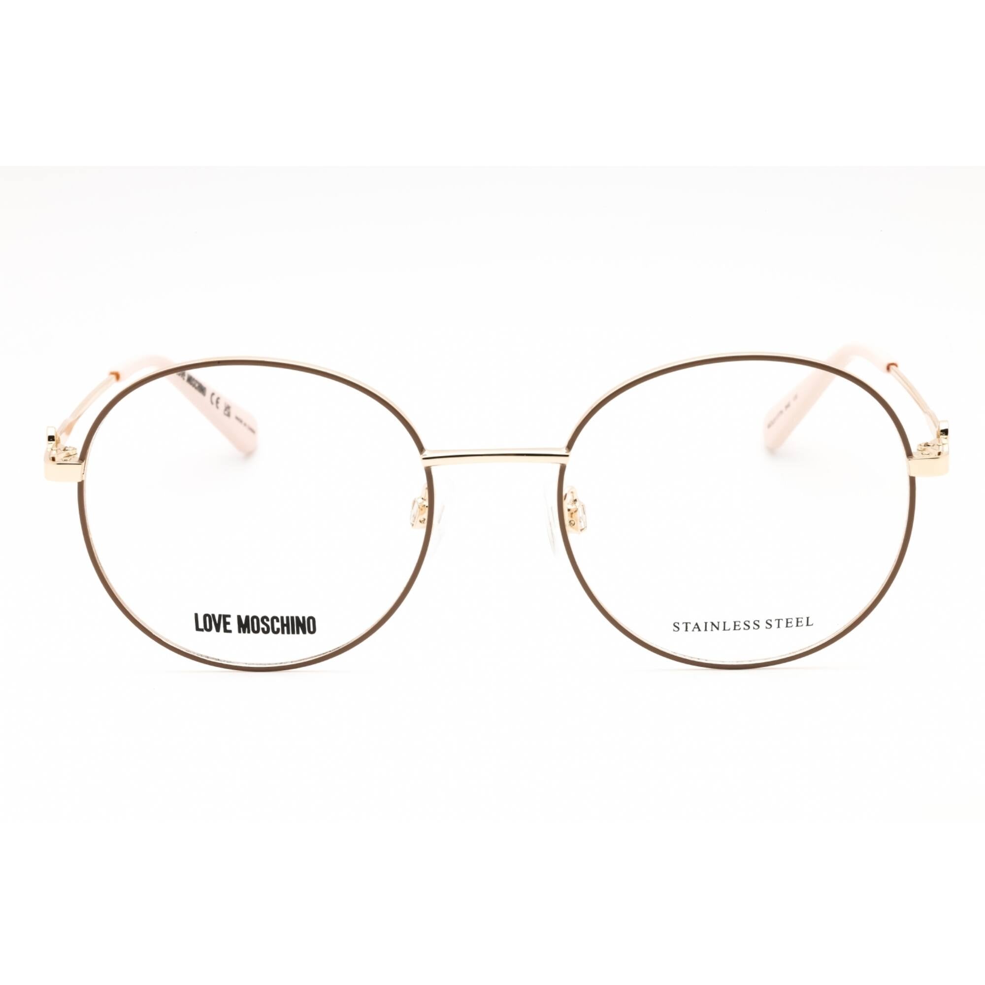 Moschino Love Women's Eyeglasses - White Gold Metal Round Frame | MOL617/TN 0B4E 00
