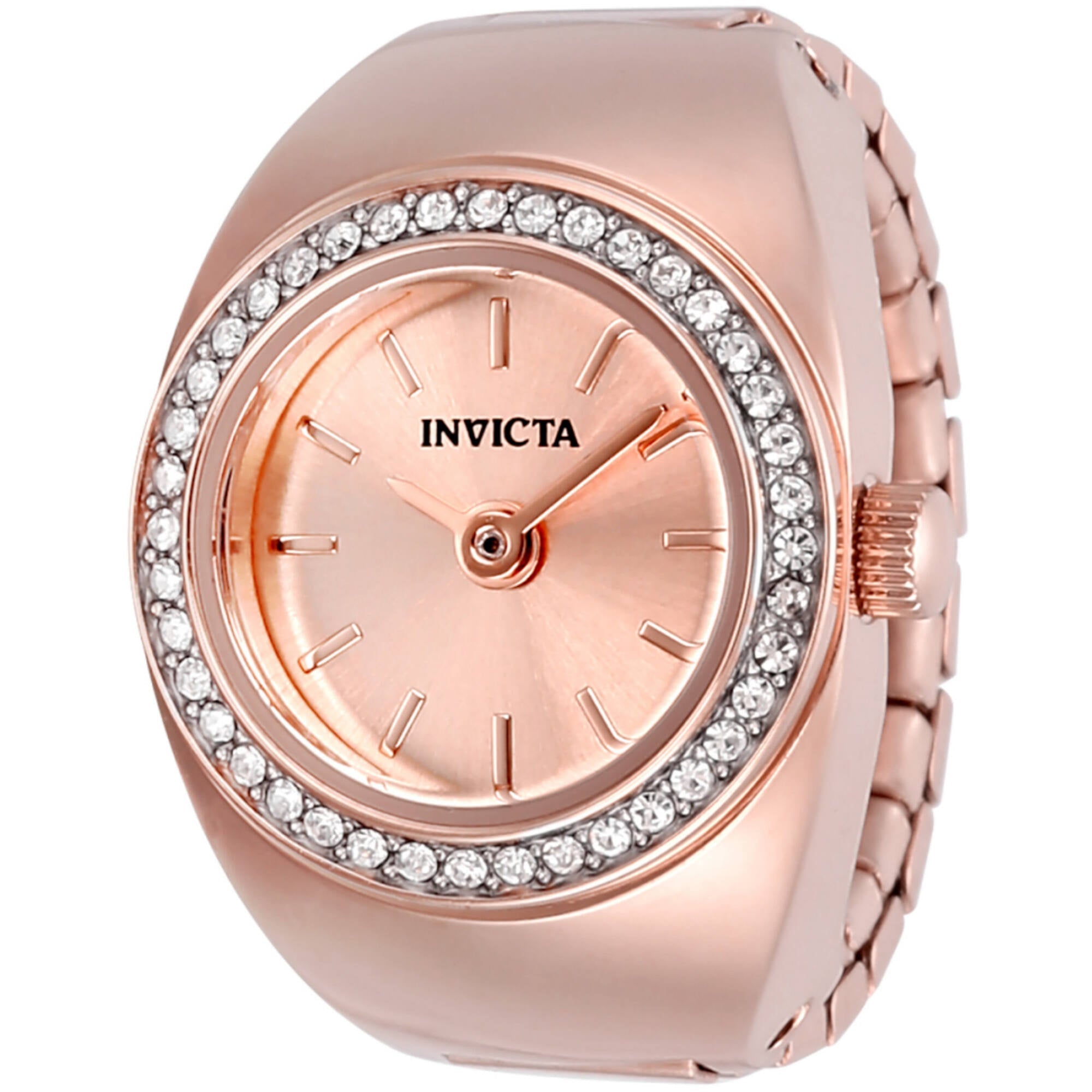 Invicta Women's Ring Watch - Mini Angel Crystal Bezel Rose Gold Tone Dial | 48945