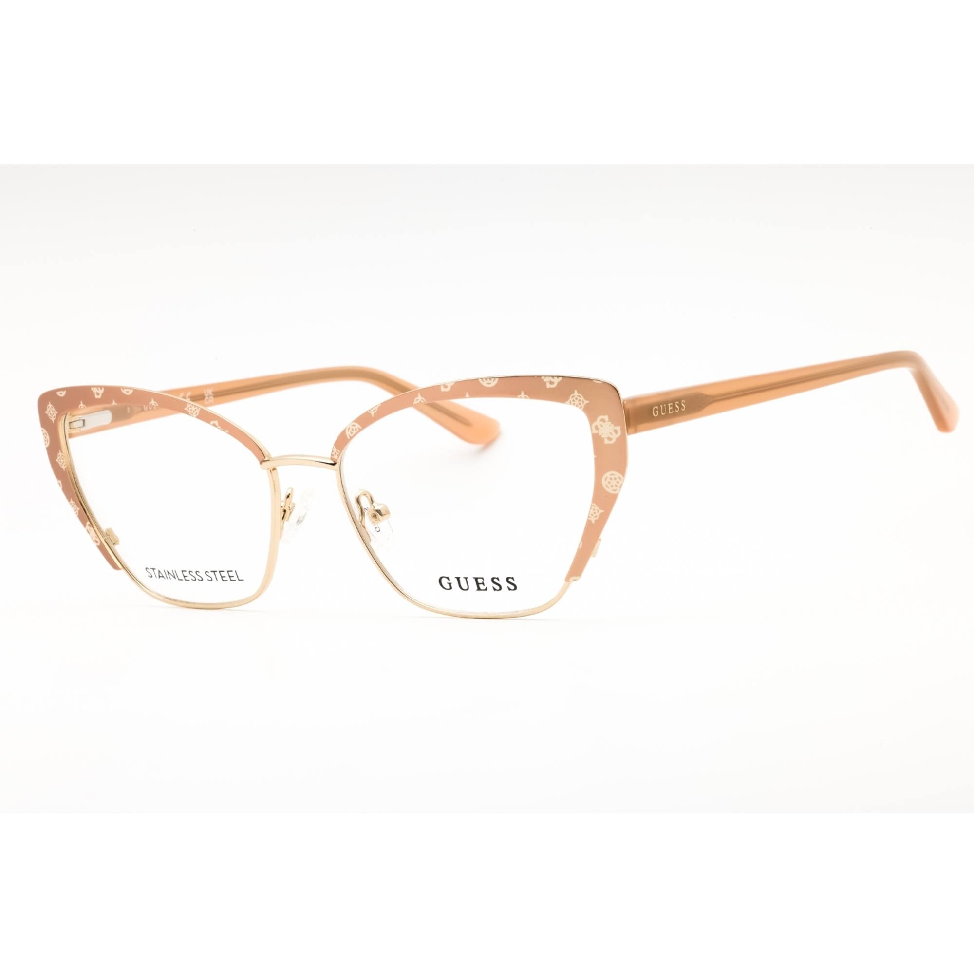 Guess Women's Eyeglasses - Beige/Other Metal Full Rim Cat Eye Frame | GU50122 059