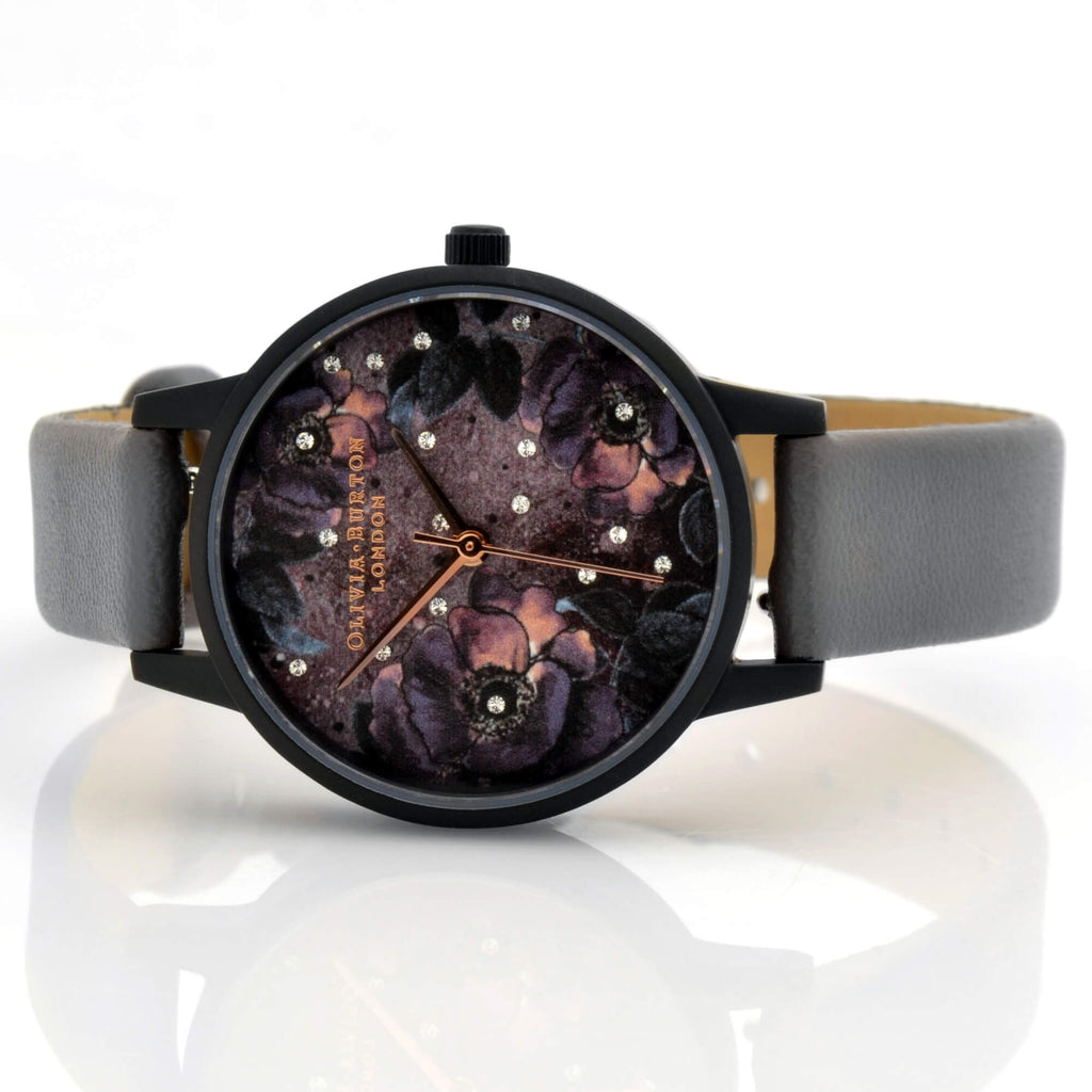 Olivia Burton Women's Watch - Celestial Purple Dial Grey Leather Strap | OB16AD50