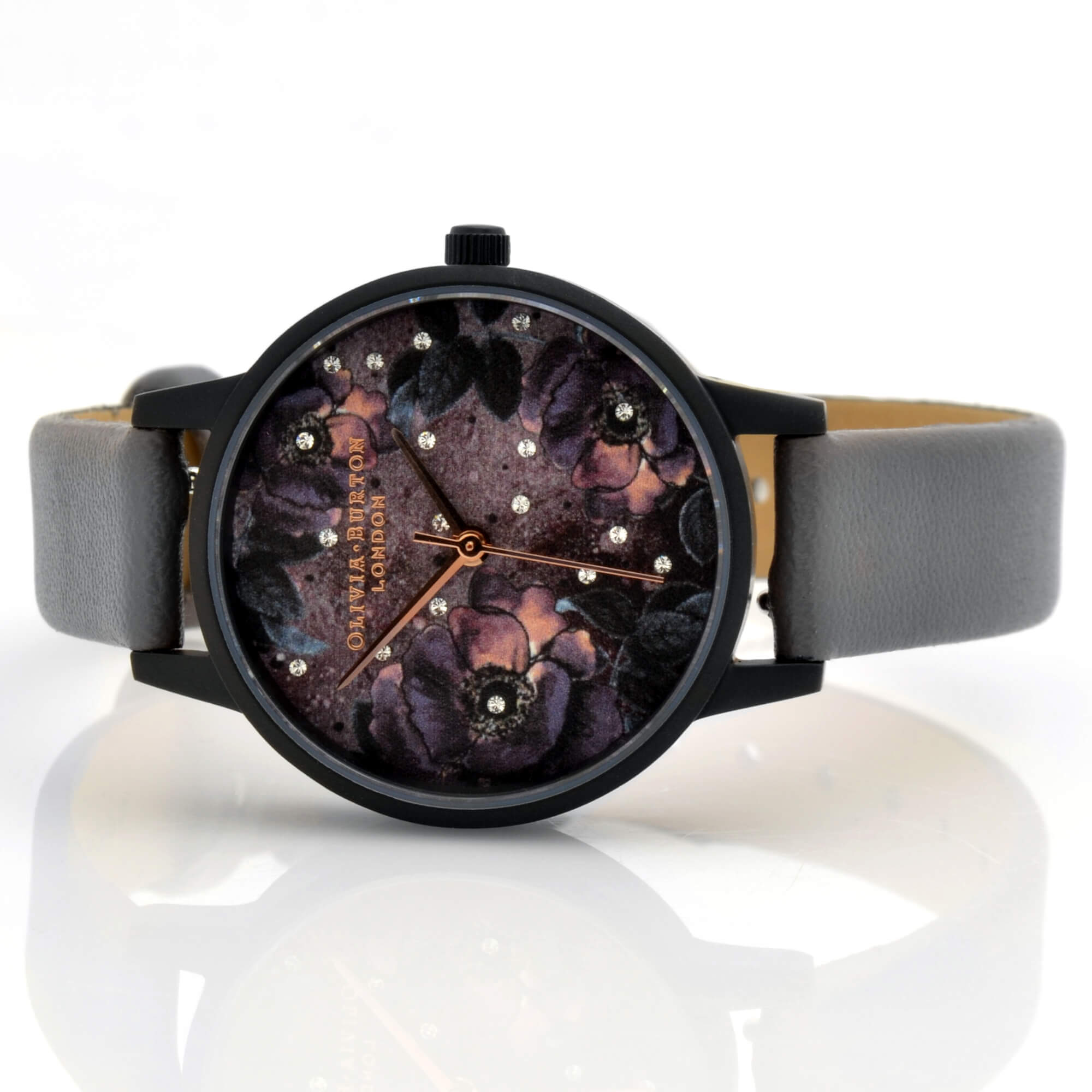 Olivia Burton Women's Watch - Celestial Purple Dial Grey Leather Strap | OB16AD50