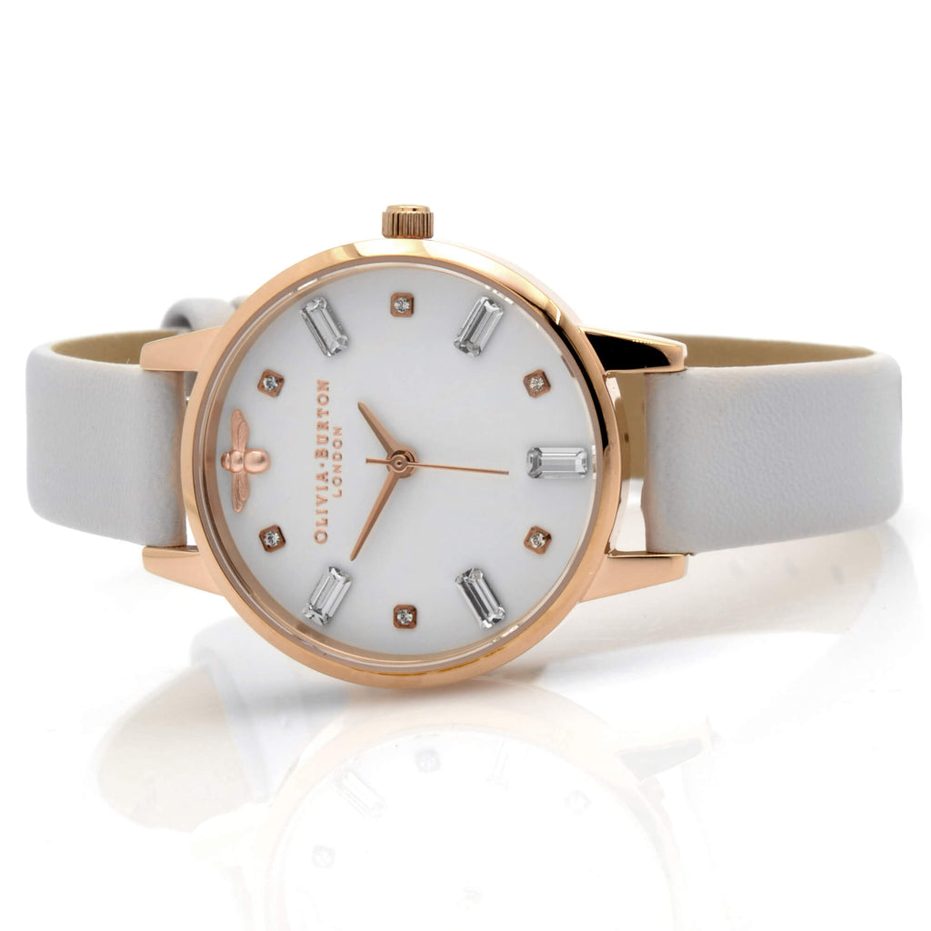Olivia Burton Women's Watch - Bejewelled Bee White Dial Pink Strap | OB16EX141