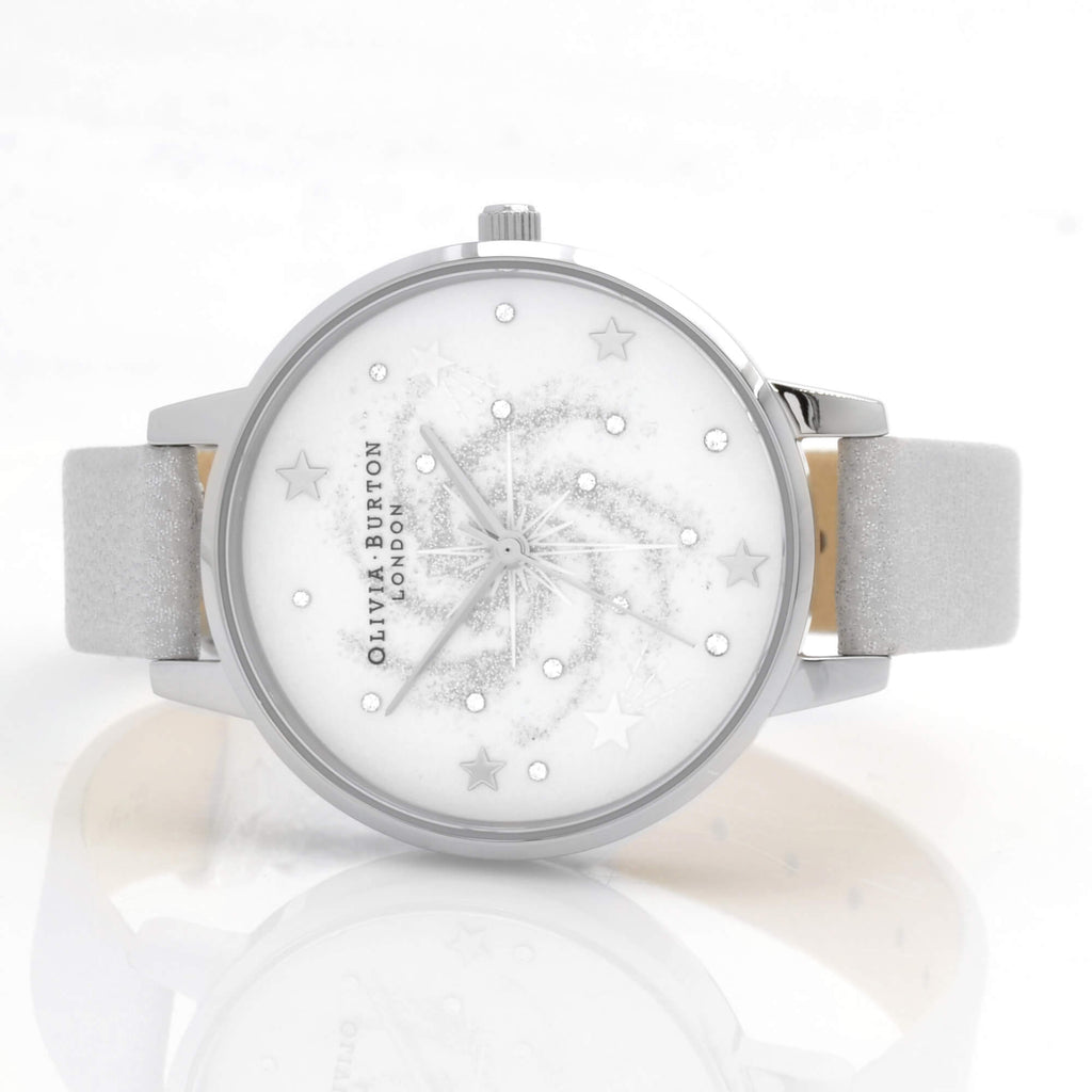Olivia Burton Women's Watch - Celestial Silver Tone Dial Grey Strap | OB16GD84