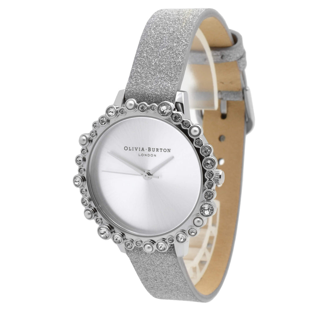 Olivia Burton Women's Watch - Under The Sea Silver Glitter Leather Strap | OB16US52
