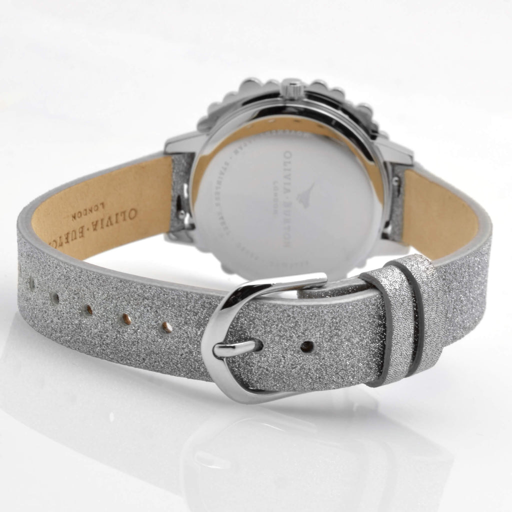 Olivia Burton Women's Watch - Under The Sea Silver Glitter Leather Strap | OB16US52