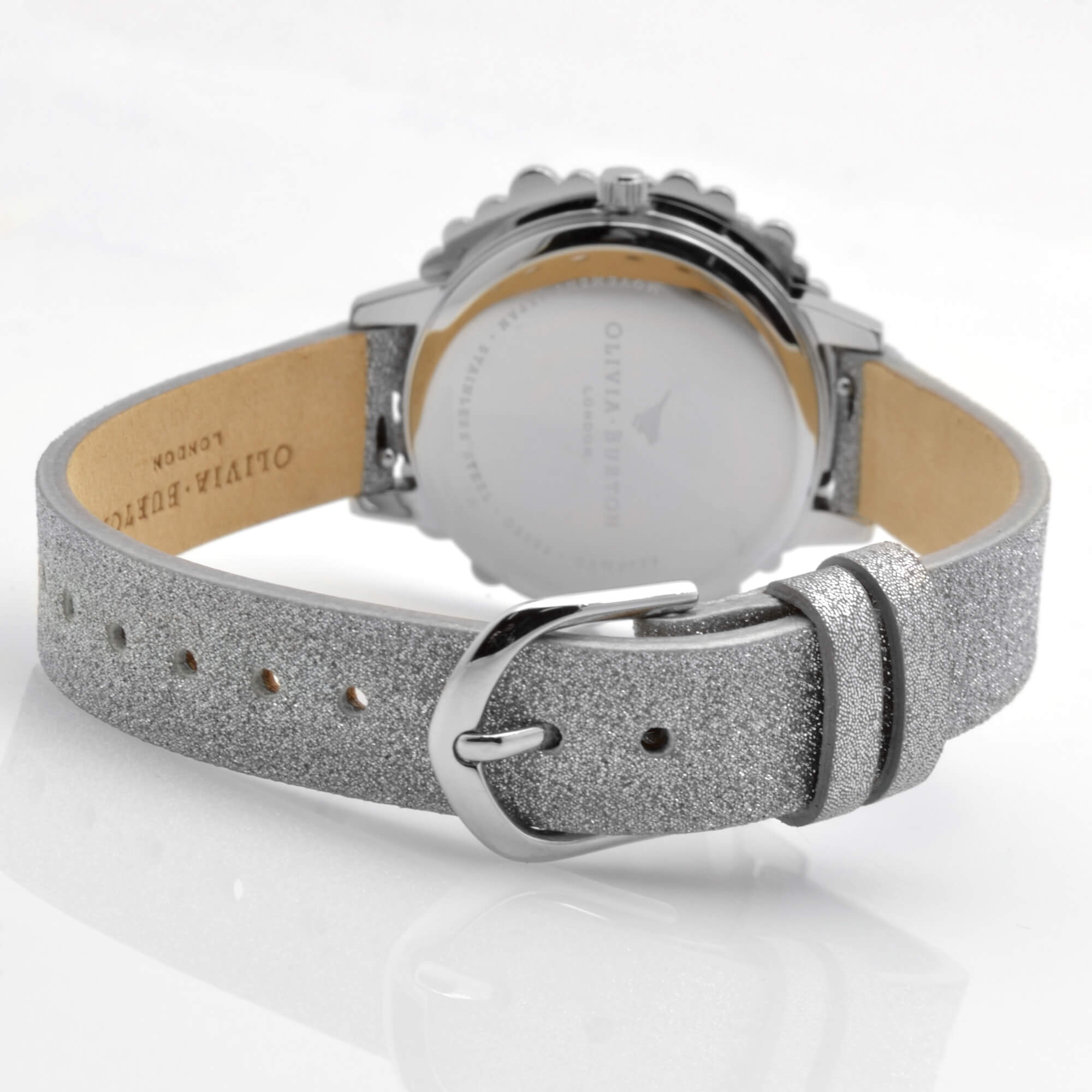 Olivia Burton Women's Watch - Under The Sea Silver Glitter Leather Strap | OB16US52